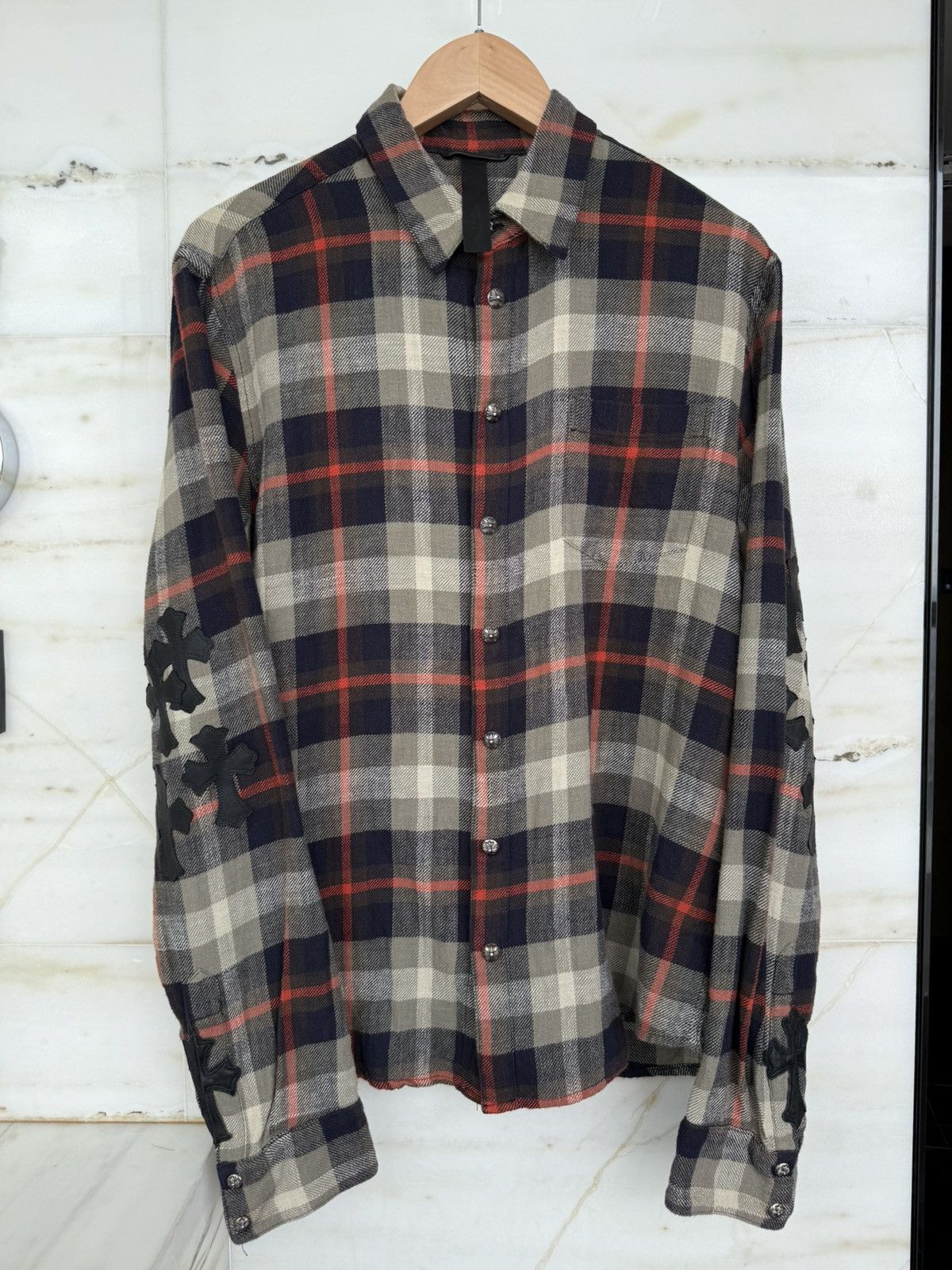 Chrome Hearts Chrome hearts 14 cross patches buttons up shirt Size US XL / EU 56 / 4 - 2 Thumbnail