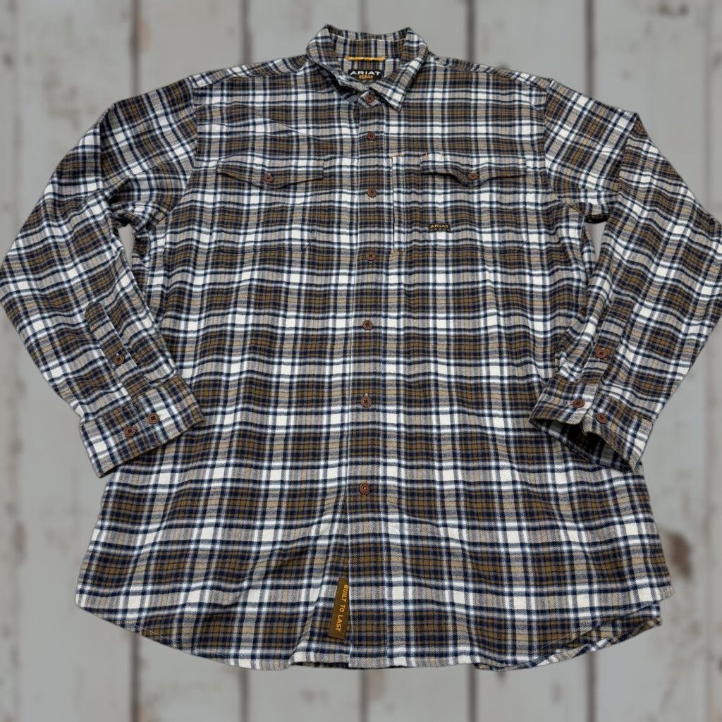 Ariat Ariat Shirt Mens XL Blue Plaid Flannel Long Sleeve Button Up Rebar Workwear Size US XL / EU 56 / 4 - 1 Thumbnail