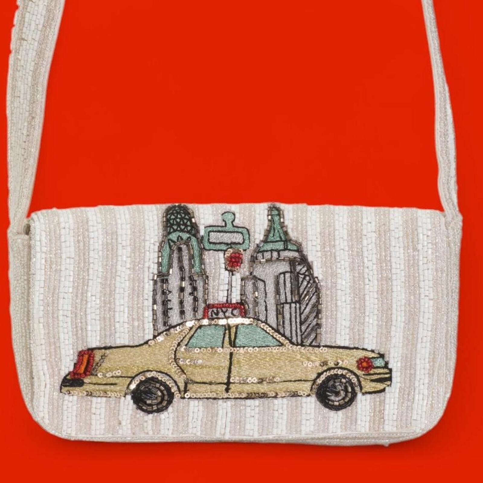 Marsell TikTok Viral Cream Sequin New York City Taxi Beaded Bag Size ONE SIZE - 1 Thumbnail