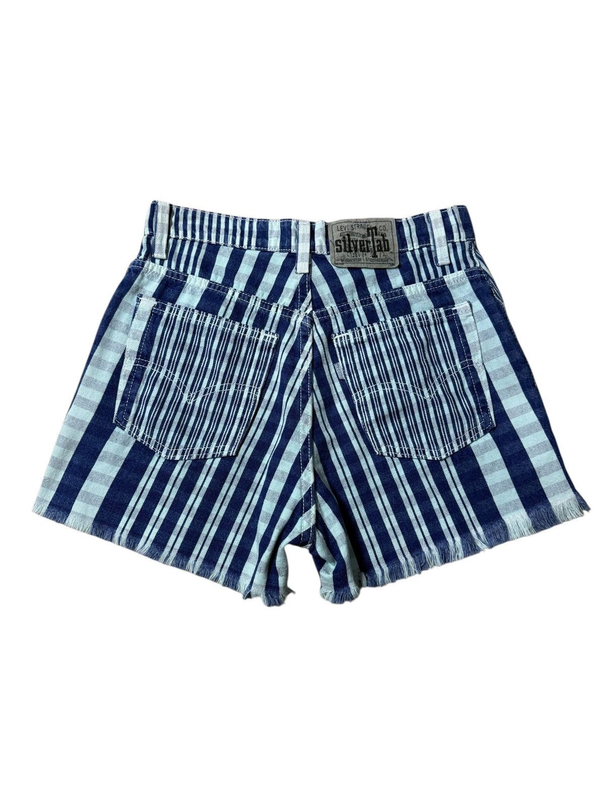 Levi's Vintage 1990s Levis SilverTab Striped Denim Shorts Cut Off Size 27" / US 4 / IT 40 - 5 Thumbnail