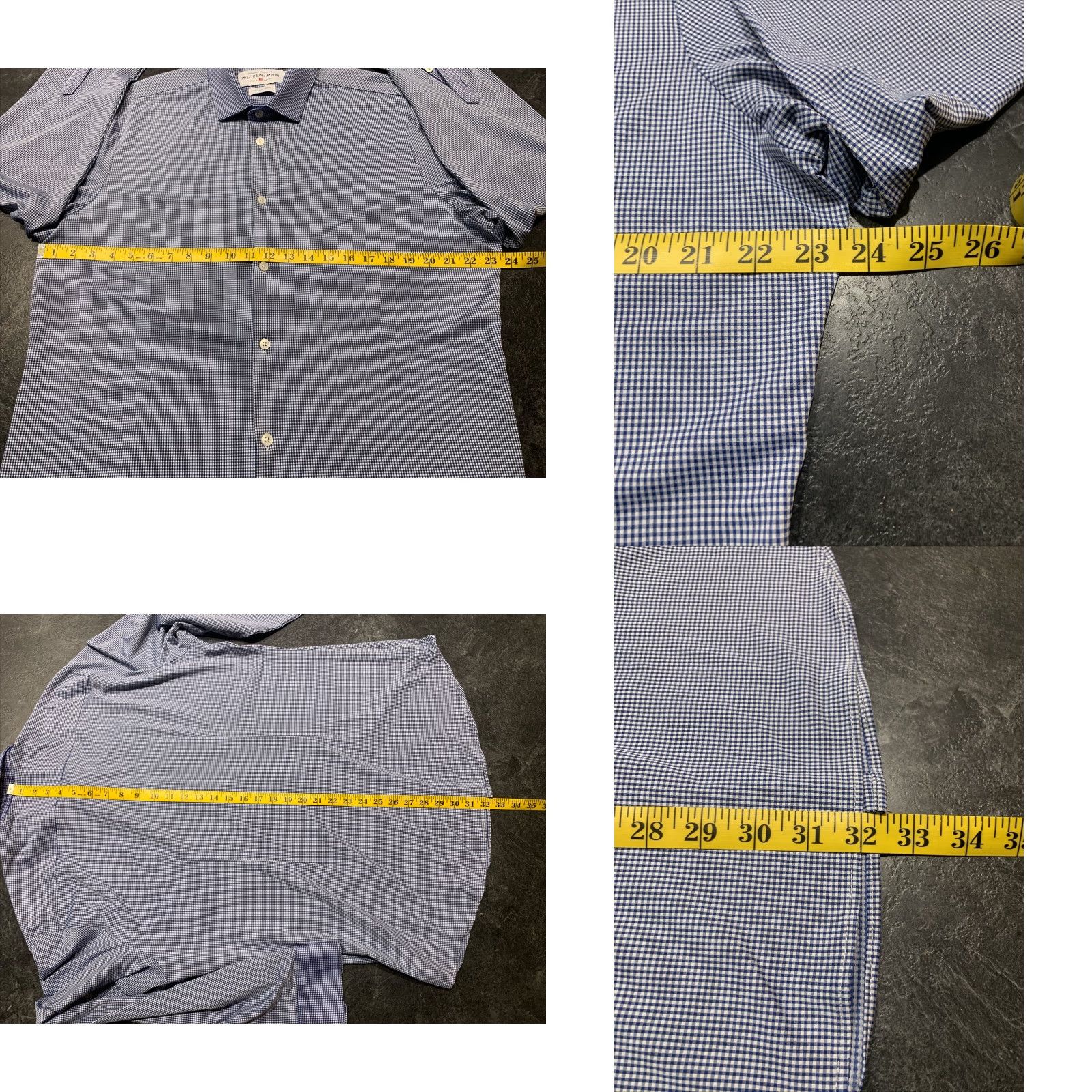 Mizzen+Main Mizzen+Main Shirt Button-Up Spinnaker Long Sleeve Slim Fit Blue White Check 2XL Men Size US XXL / EU 58 / 5 - 8 Thumbnail
