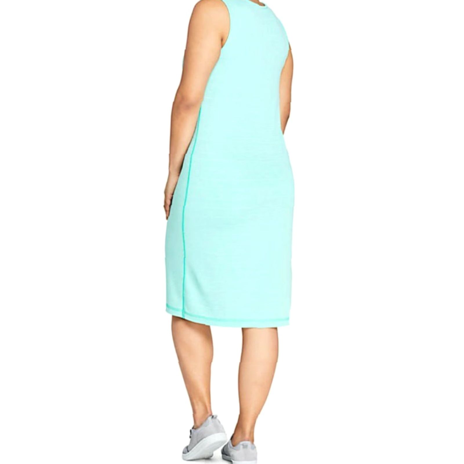 Lands' End Lands' End Sleeveless Reversible Knee Length Midi Dress-Size 2X-Plus Green Stripe Midi Womens Size XXL / US 16-18 / IT 52-54 - 4 Thumbnail