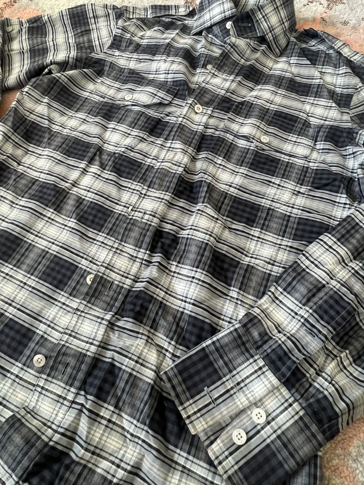 Tom Ford Tom Ford Plaid Button Up Black / White Size US M / EU 48-50 / 2 - 3 Thumbnail