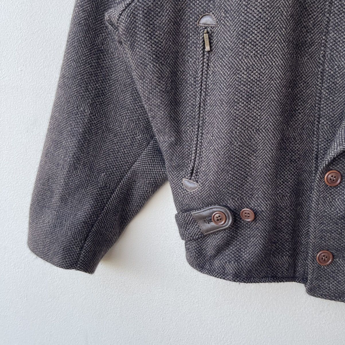 Vintage Olivier Massuger Paris Cropped Wool Herringbone Blouson Size US M / EU 48-50 / 2 - 5 Thumbnail