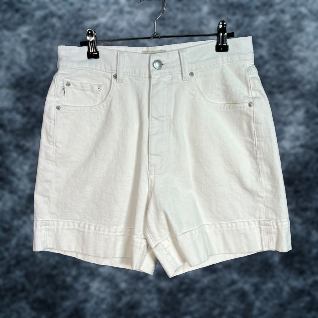 DL1961 DL1961 White High-Waisted Denim Shorts 25 Womens Size 42" / US 20 - 1 Thumbnail