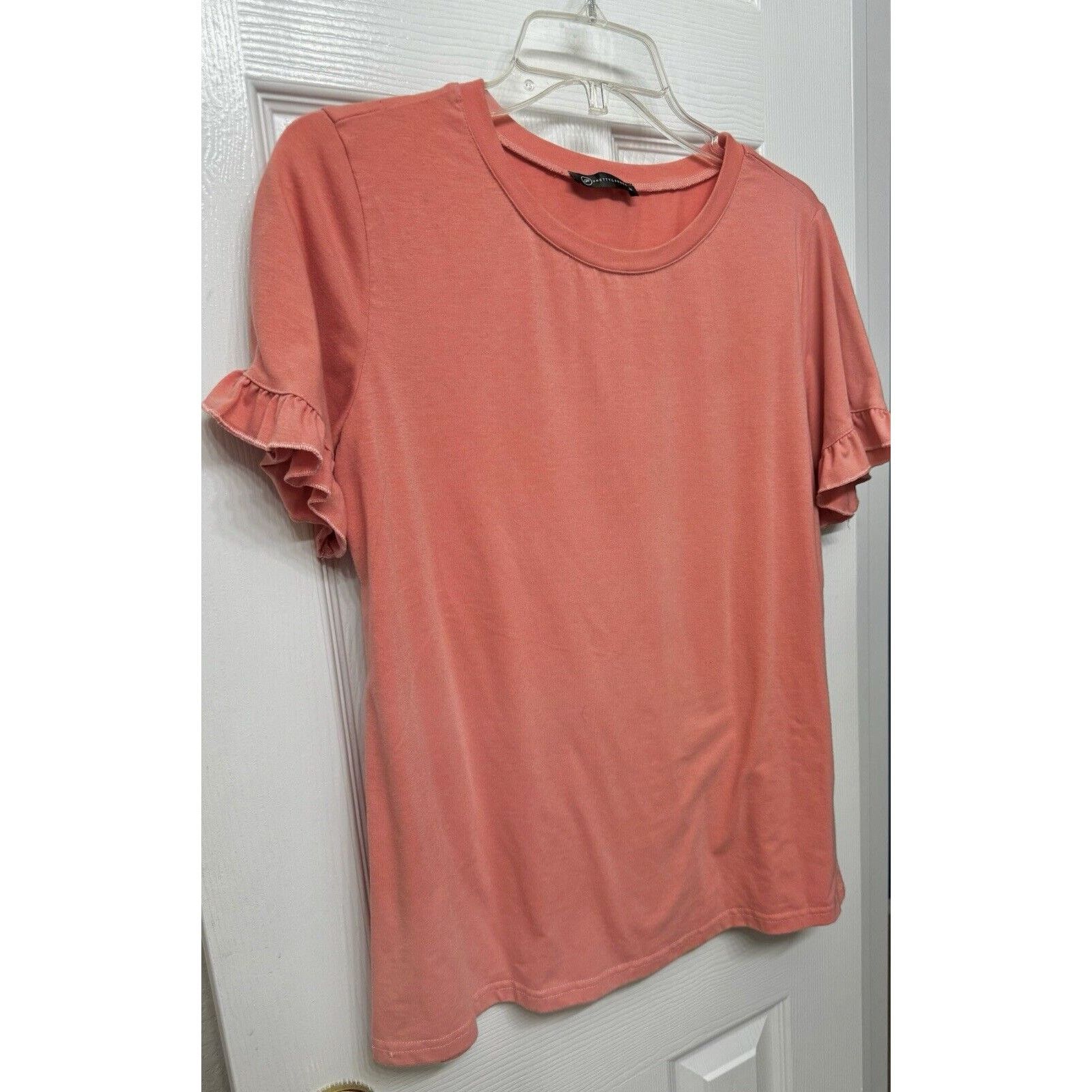 Other Women’s Coral /Pink Tee with Short Ruffle Trim Sleeves M Size M / US 6-8 / IT 42-44 - 2 Thumbnail
