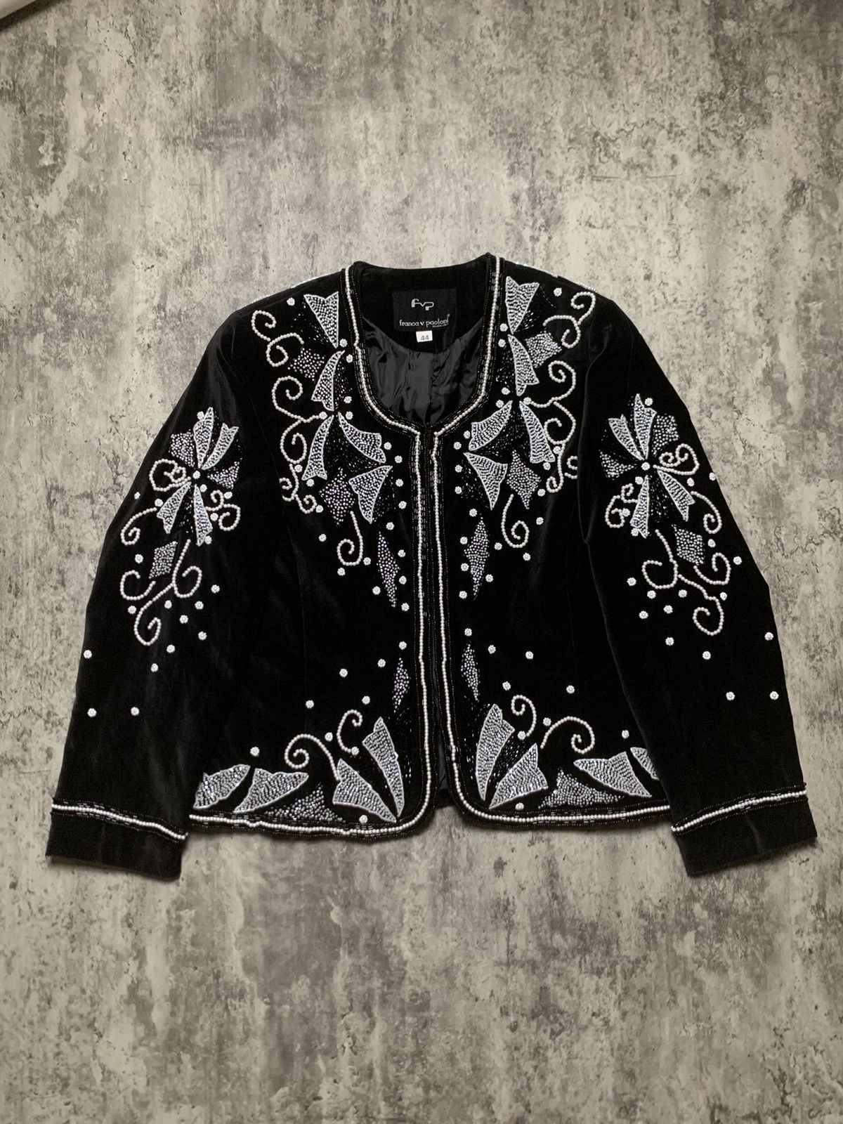 Paoloni Vintage 90s Franca V Paoloni Velvet Beaded Blazer Size M / US 6-8 / IT 42-44 - 1 Thumbnail