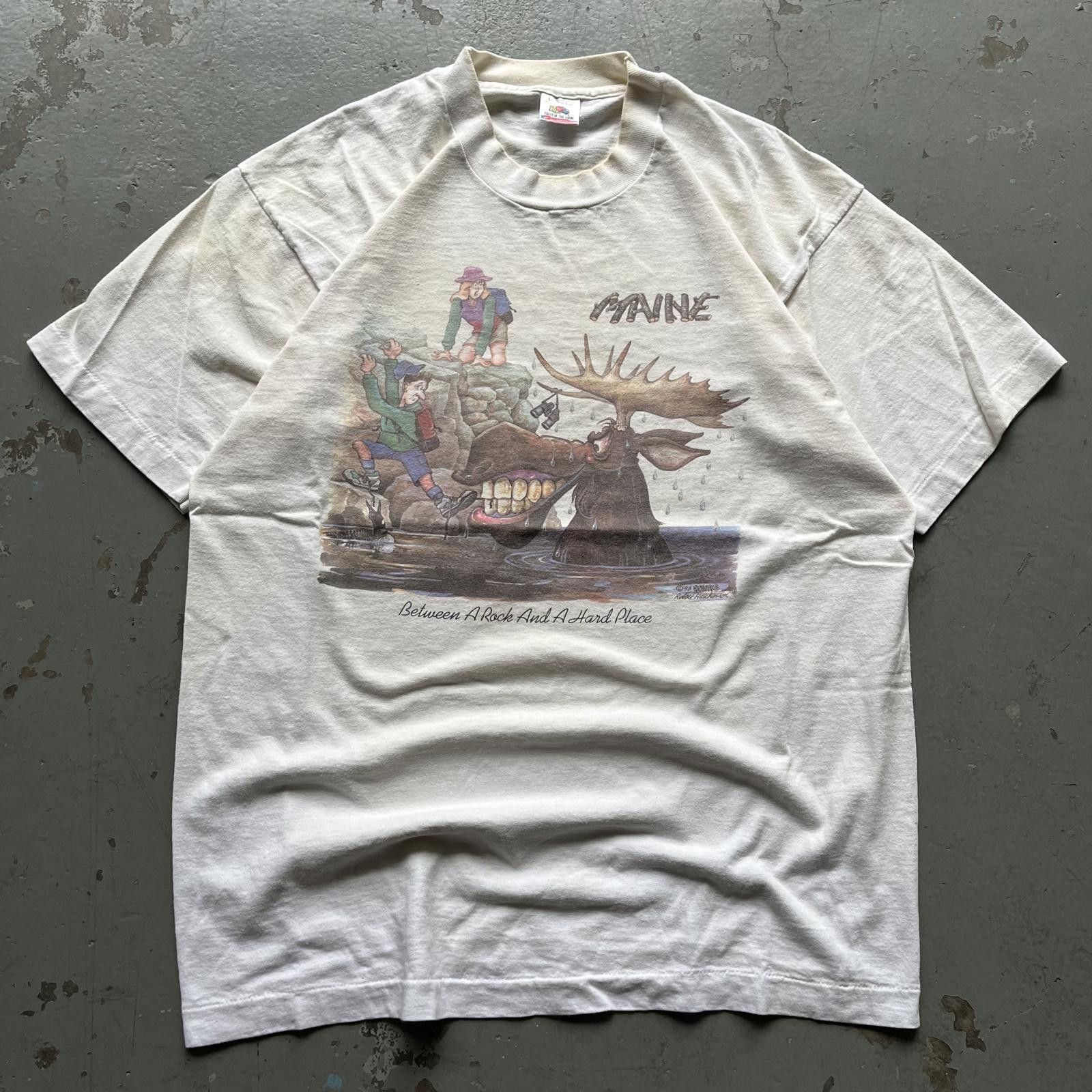 Fruit Of The Loom × Vintage Vintage Rock And Hard Place Funny Moose Nature Maine Shirt Size US L / EU 52-54 / 3 - 1 Thumbnail