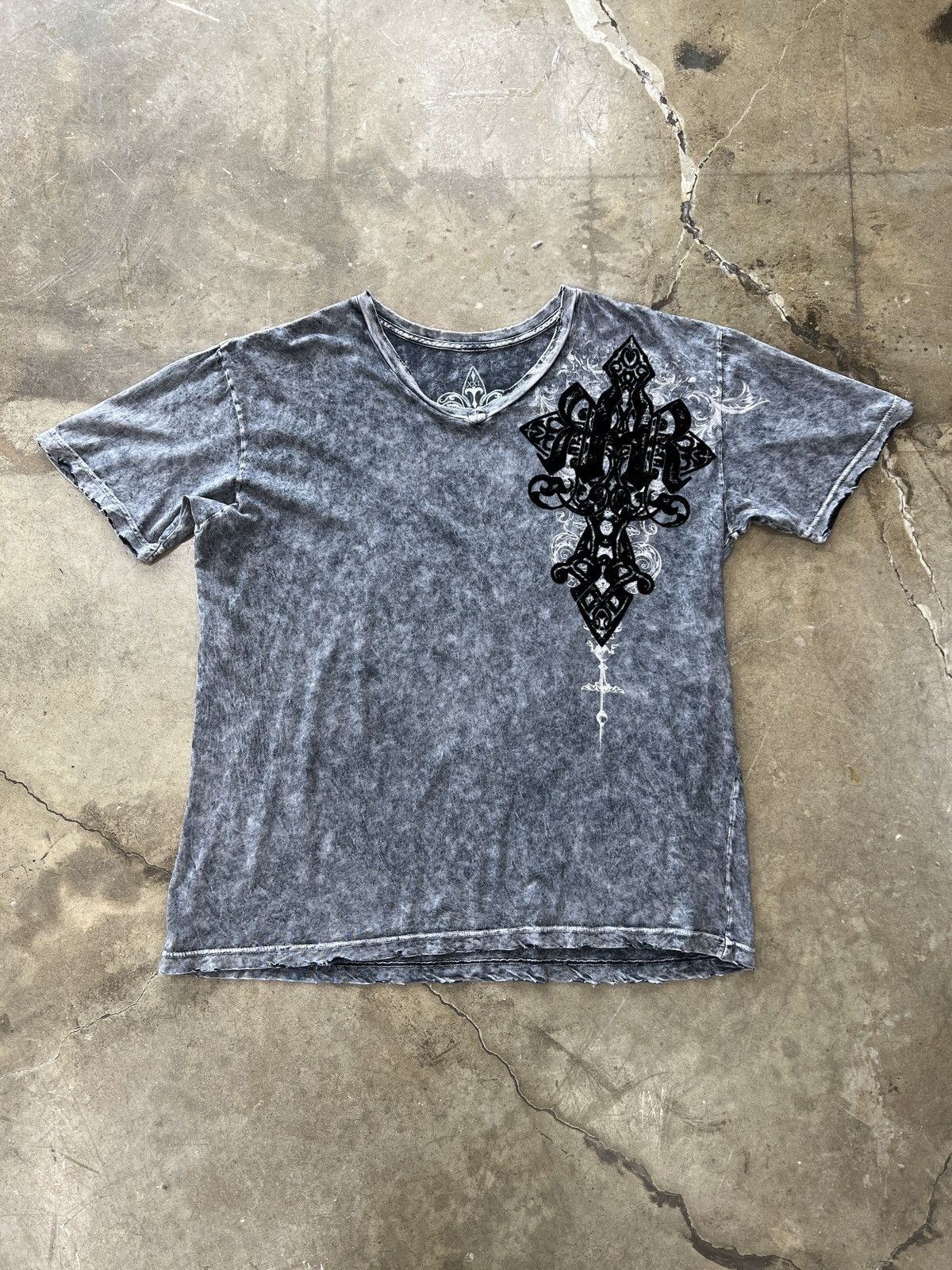 Roar × Vintage Vintage Affliction Style Y2K Roar Acid Wash V-neck Tee XXL Size US XXL / EU 58 / 5 - 6 Thumbnail
