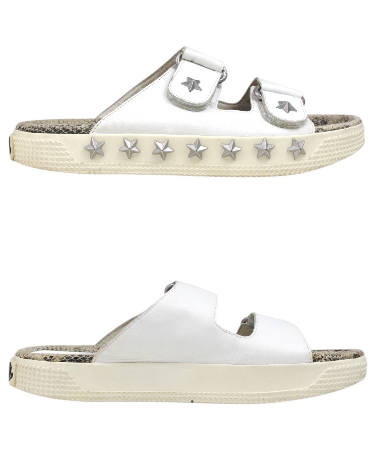 ASH SS2015 ASH WHITE LEATHER STAR-STUD DOUBLE STRAP SLIDES Size US 6 / IT 36 - 3 Thumbnail