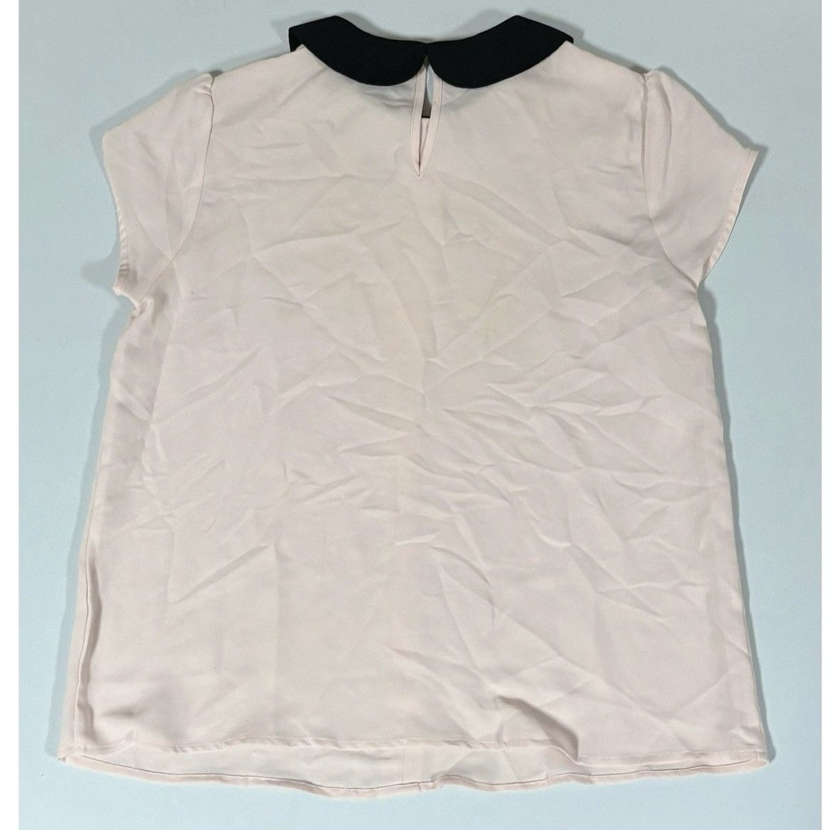 Vintage Pink Black Collared Chiffon Short Sleeve Top Blouse Size S🎀✨ Size S / US 4 / IT 40 - 5 Thumbnail