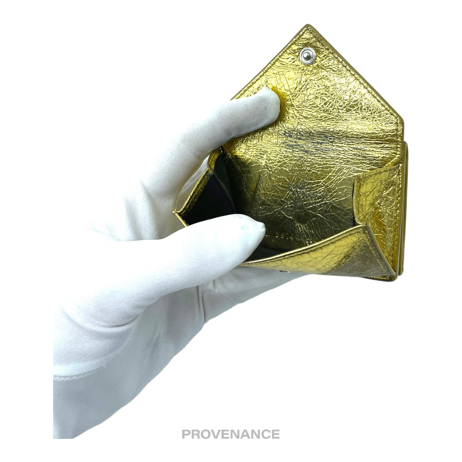 Balenciaga 🔴 Balenciaga Papier Mini Wallet - Metallic Gold Leather Size ONE SIZE - 6 Thumbnail