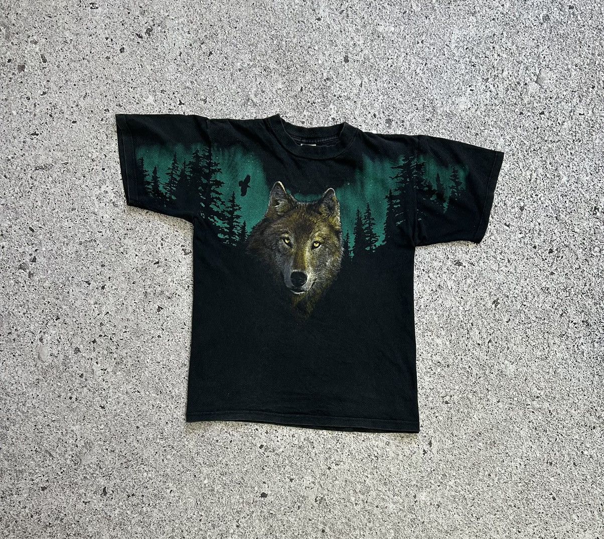 Habitat Vintage 90s American Graphic Wolf Eagle Made In USA T-Shirt Size US L / EU 52-54 / 3 - 2 Thumbnail