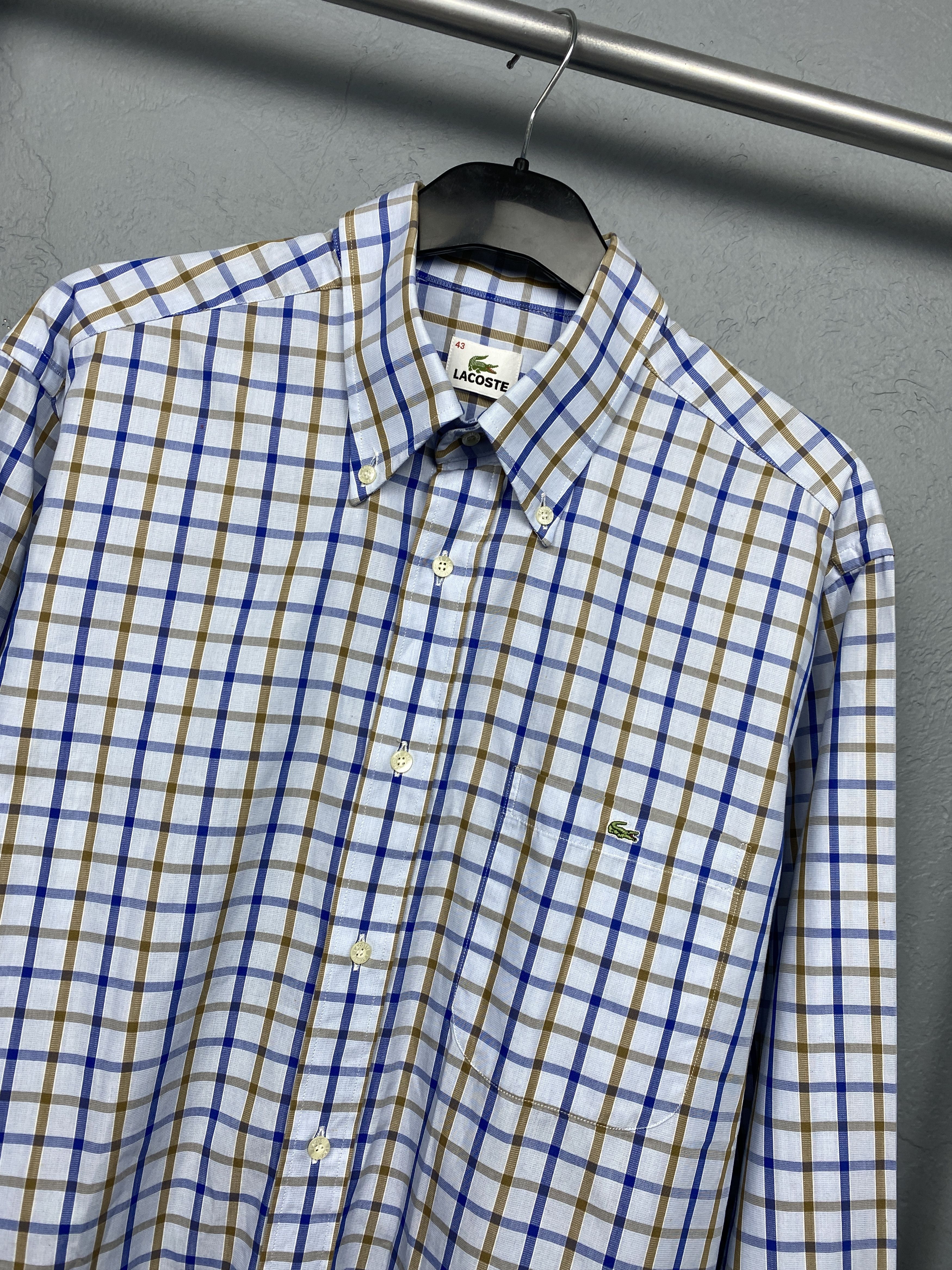 Lacoste Lacoste Vintage Mens Long Sleeve Check Shirt Size US L / EU 52-54 / 3 - 2 Thumbnail