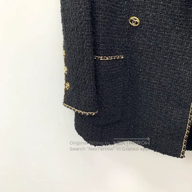 Chanel Chanel 23B black sheep wool lapel double-breasted long-sle Size XXS / US 00 / IT 34 - 4 Thumbnail