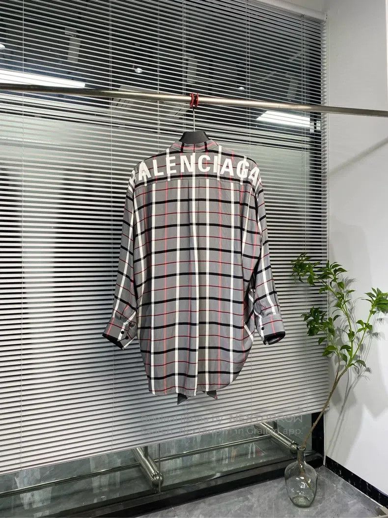 Balenciaga Balenciaga Long-sleeve checkered shirt with print logo Size XXS / US 00 / IT 34 - 1 Thumbnail