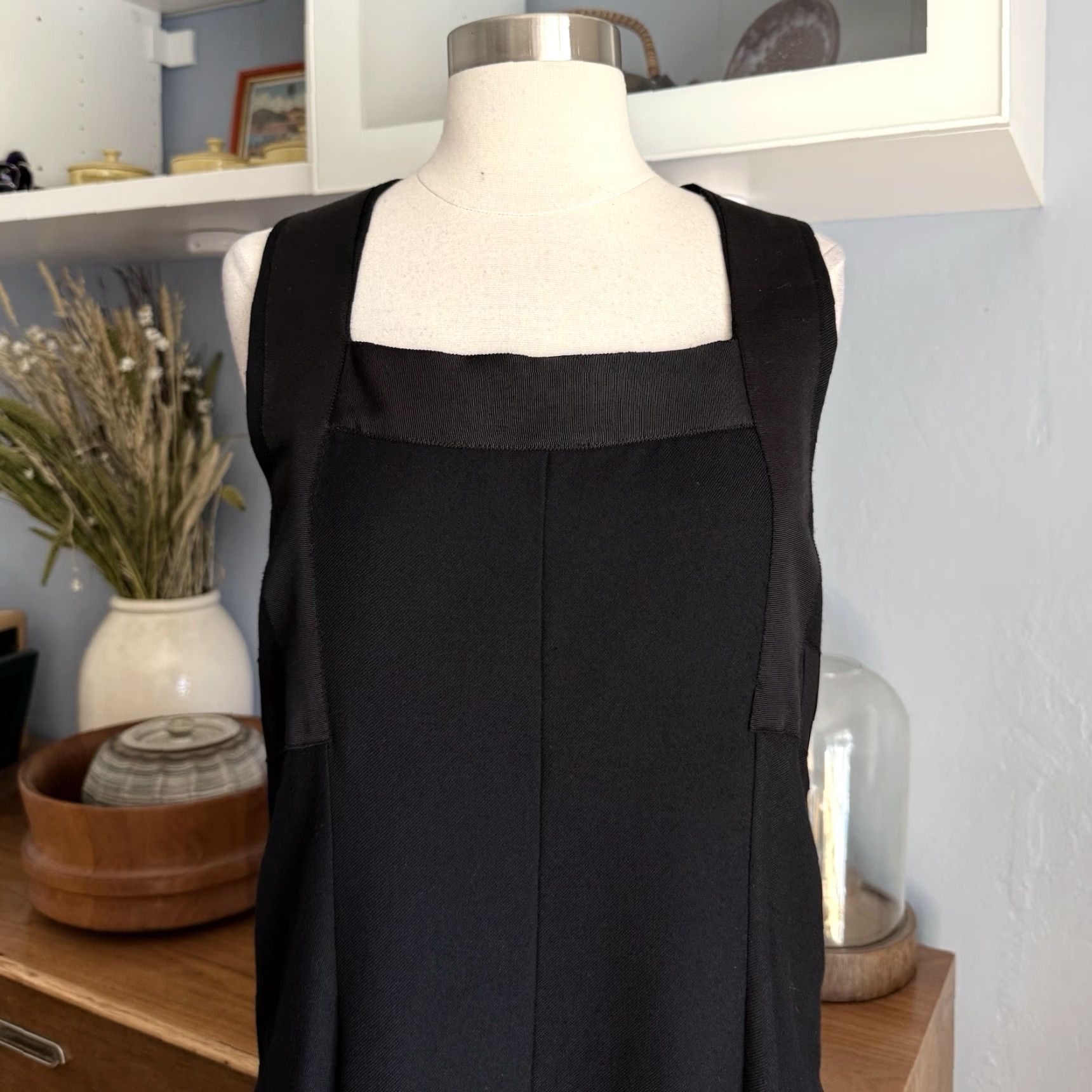 Vintage VINTAGE Calvin Klein Collection Black Wool Midi Flare Dress Sz 8 Italy Size M / US 6-8 / IT 42-44 - 2 Thumbnail