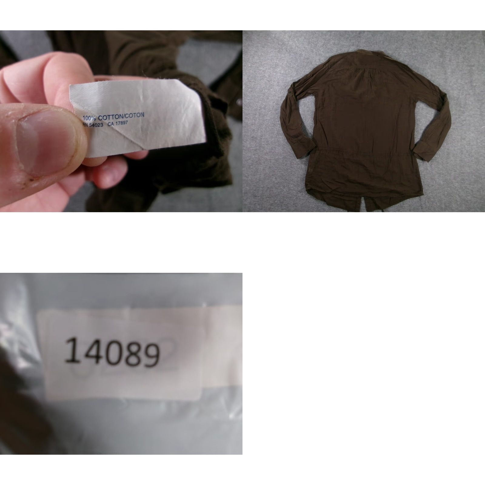 Gap GAP Blouse Shirt Women M Brown Pleated Top Casual Tunic Office Classic Knit Cotton Button Front Long Sleeve Collared Relaxed Fit Size M / US 6-8 / IT 42-44 - 8 Thumbnail