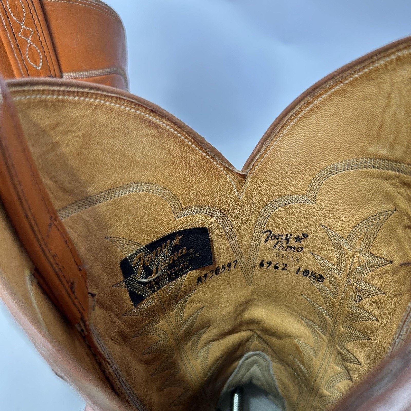 Tony Lama Vintage Tony Lama Cowboy Boots “Tan Brown” Black Label Size US 10.5 / EU 43-44 - 10 Thumbnail