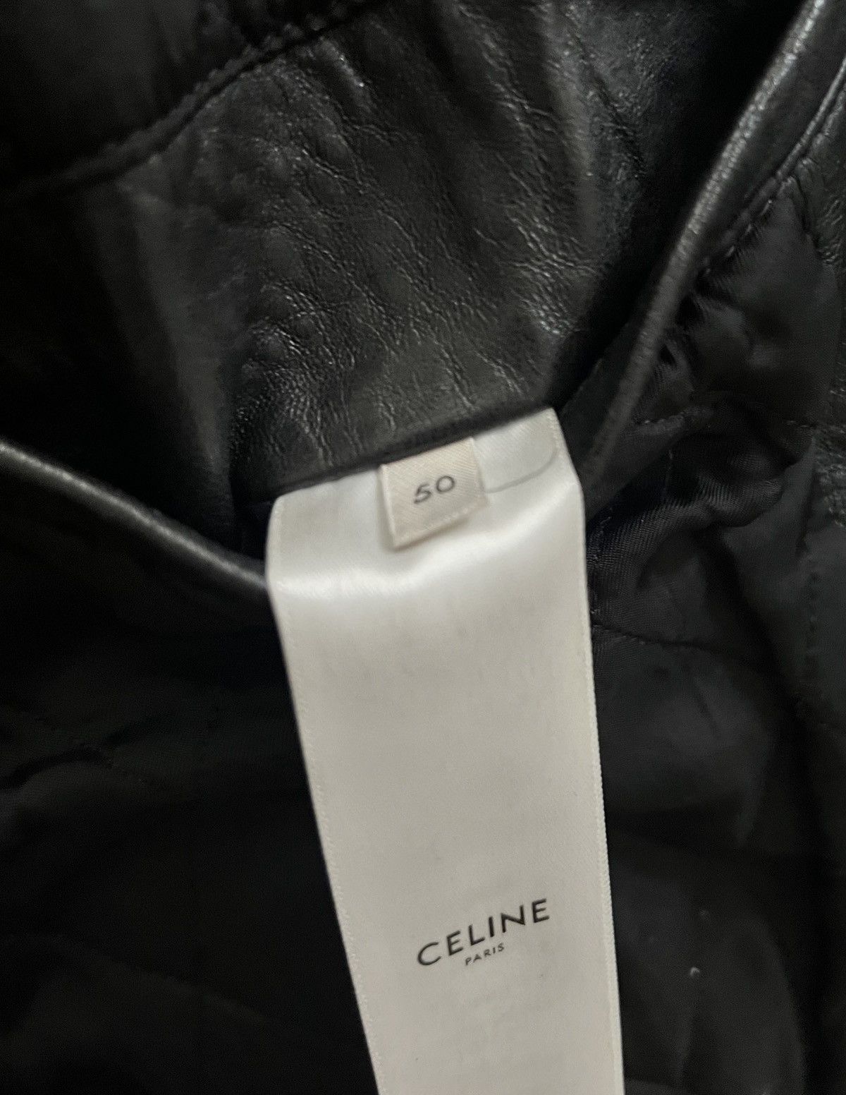Celine CELINE x Hedi Slimane Leather Logo Bomber Jacket Size US M / EU 48-50 / 2 - 6 Thumbnail