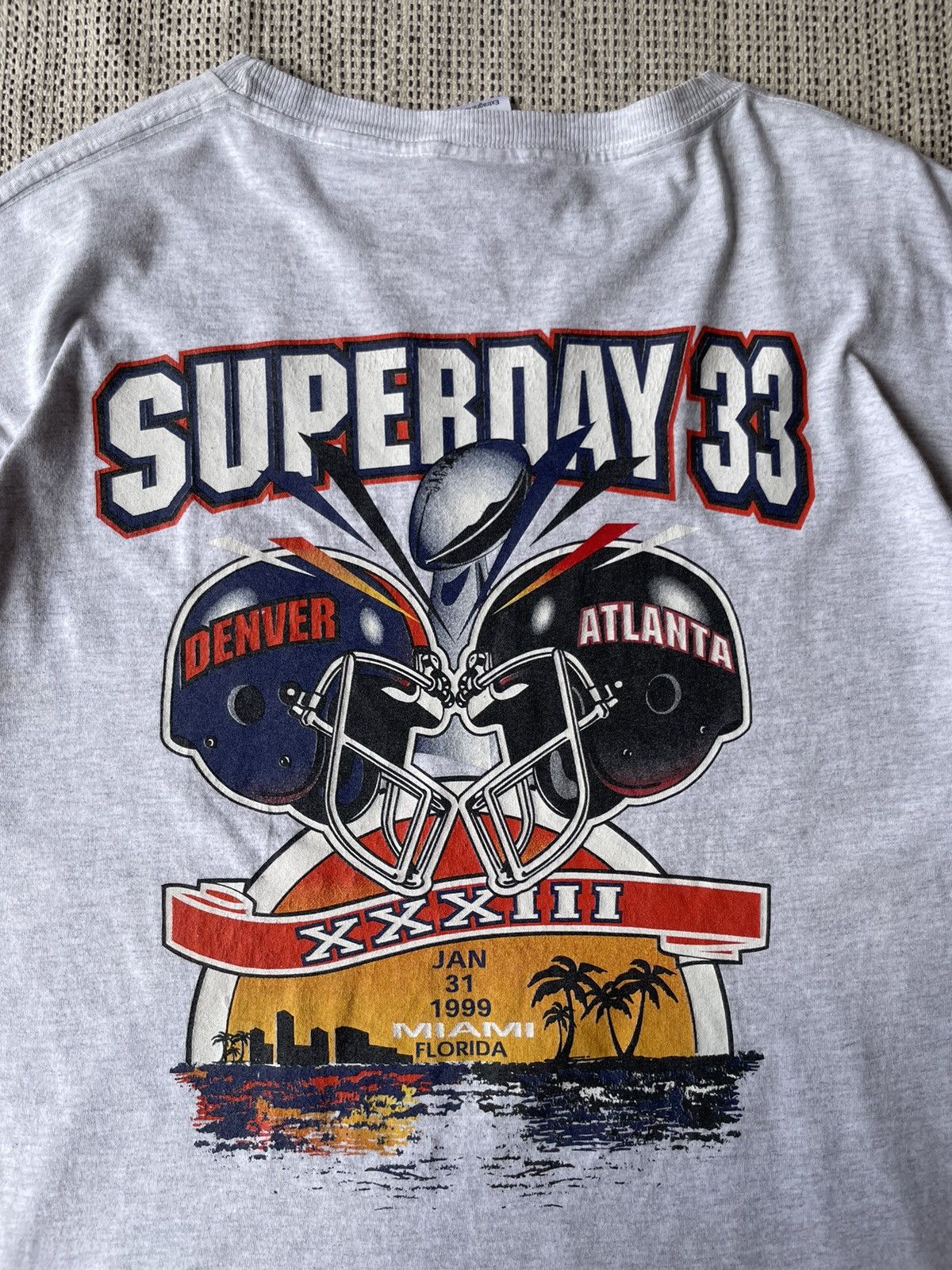 NFL × Tultex × Vintage Vintage 90s Tultex Superbowl XXXIII Denver vs Atlanta Tee Size US XL / EU 56 / 4 - 1 Thumbnail