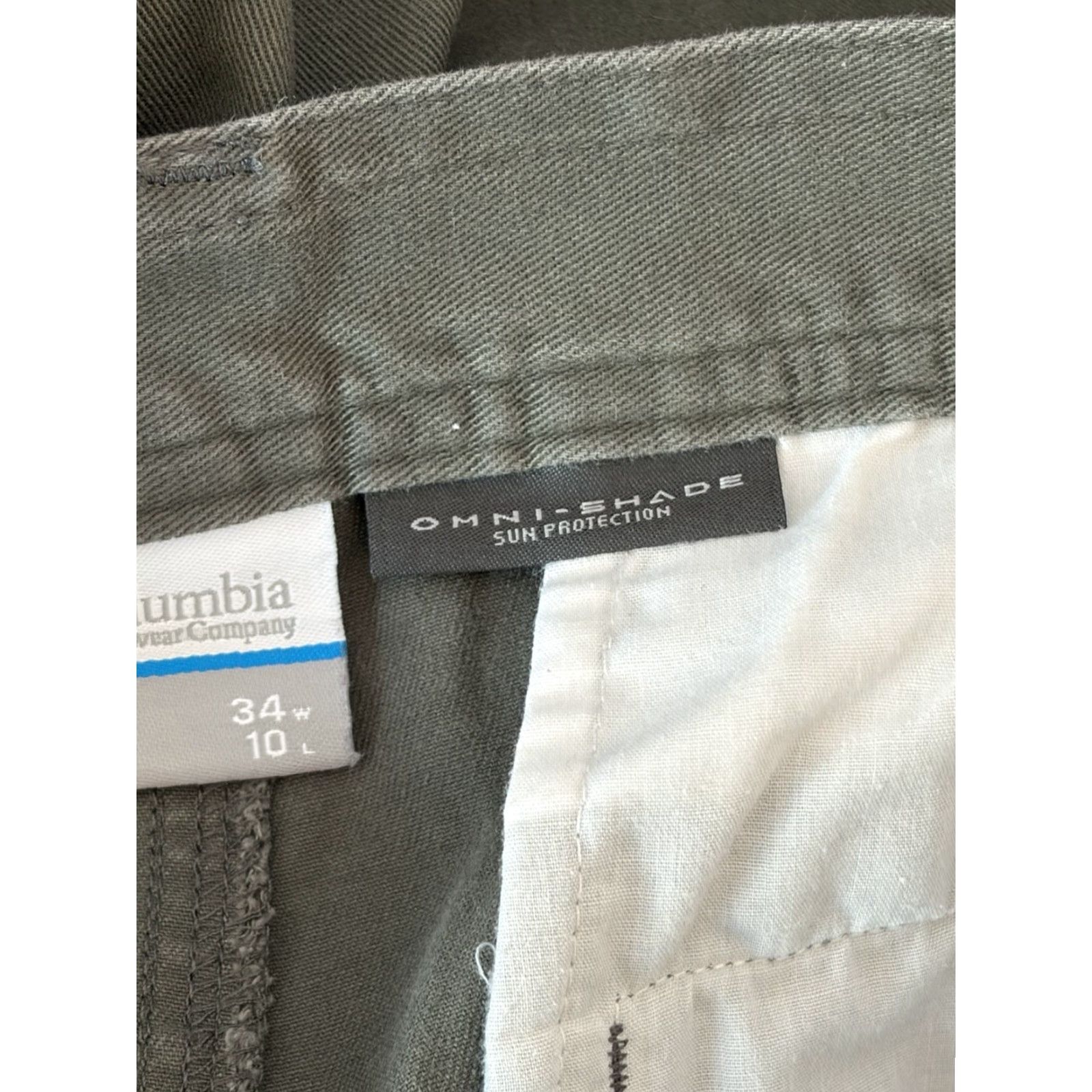 Olive Columbia Cargo Shorts Mens Olive Green 34 Waist 10" Inseam Zip Closure Casual Outdoor Pocket Cargo Pockets Cotton Size US 34 / EU 50 - 4 Thumbnail