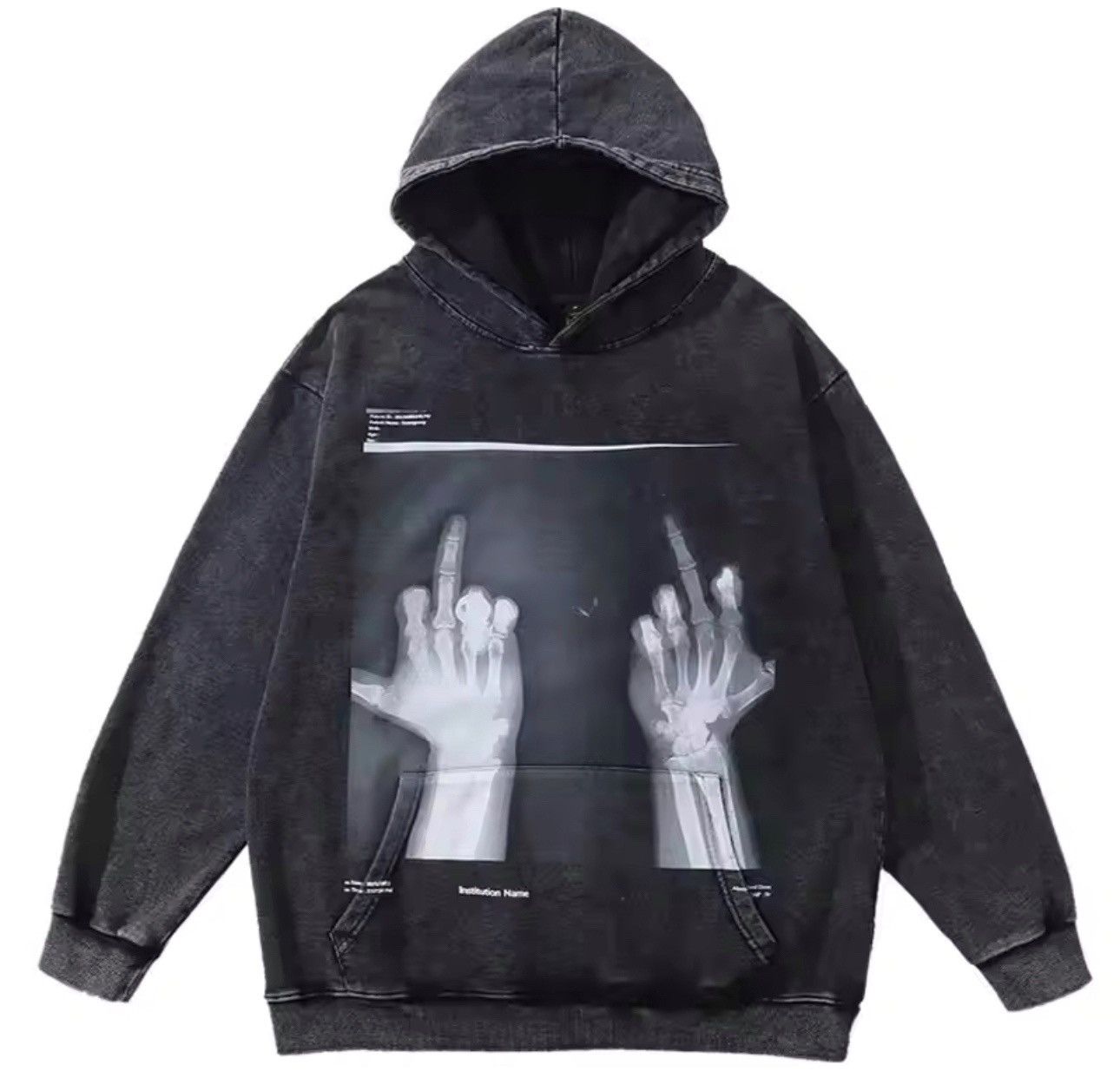 Designer Gothic Punk Skeleton Skull Loose Hoodie Sweatshirt Size US M / EU 48-50 / 2 - 1 Thumbnail