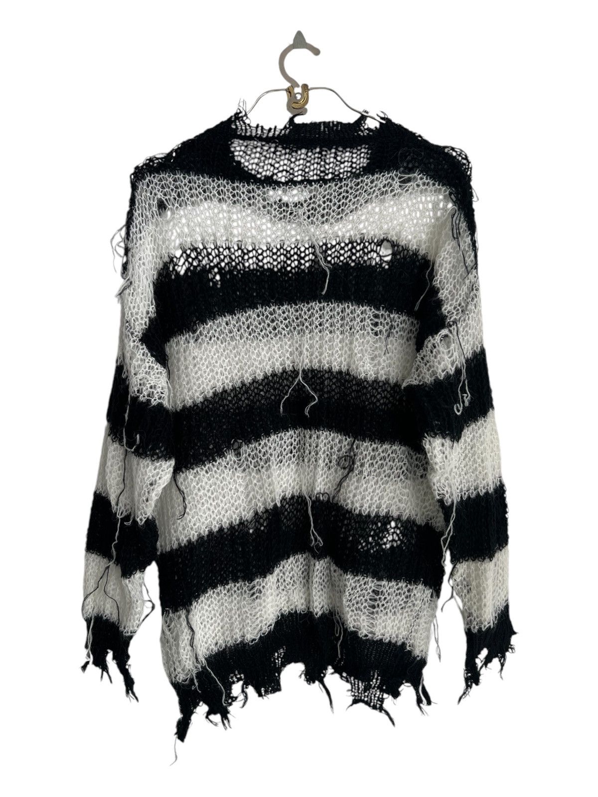 KMRii Vintage Kurt Cobain Distressed Striped Mohair Knit Sweater Size US L / EU 52-54 / 3 - 7 Thumbnail