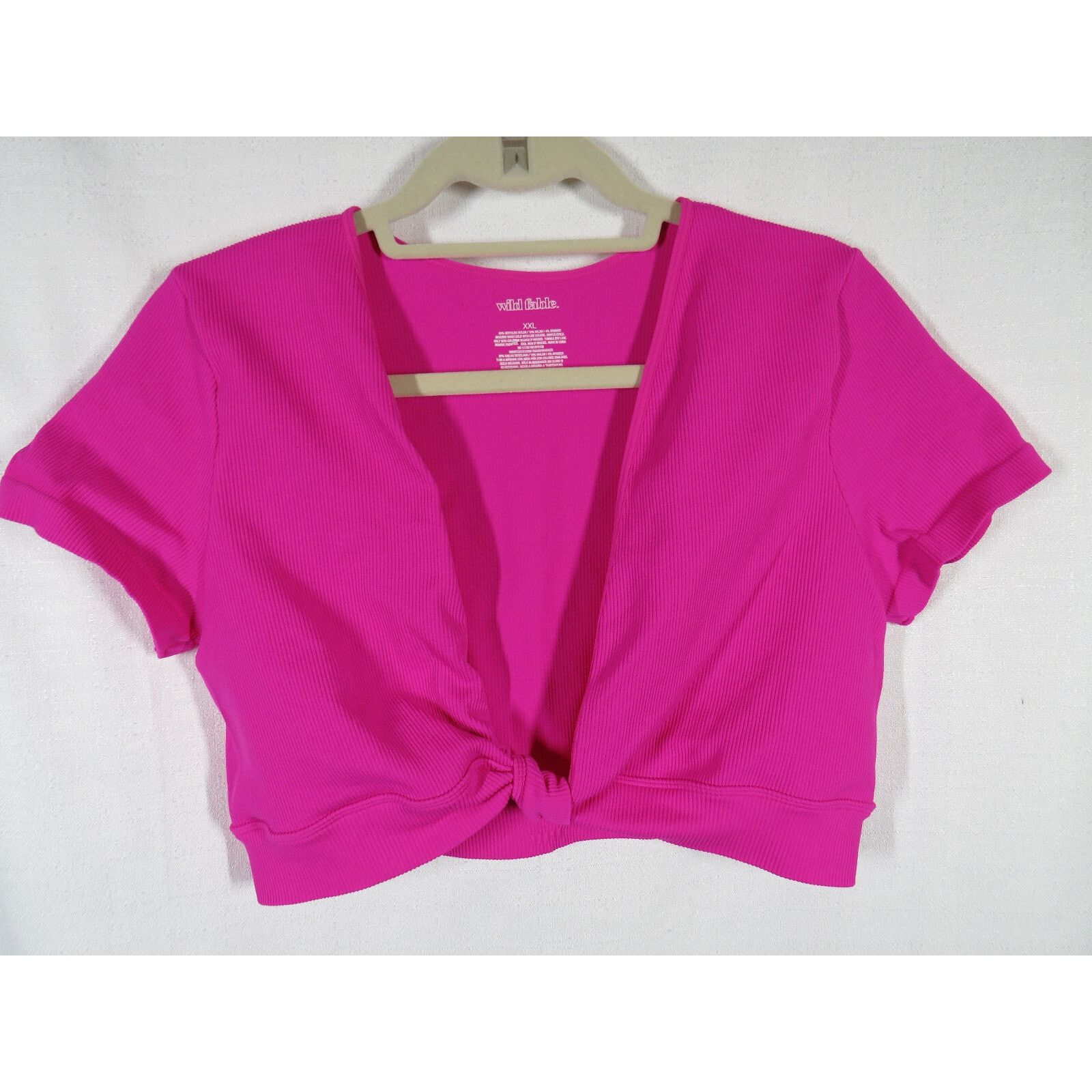Other Wild Fable Fuchsia Ribbed Deep V Neck Cropped Fitted Top XXL Size XXL / US 16-18 / IT 52-54 - 3 Thumbnail