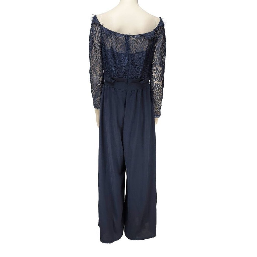 Other Wedding Guest Mother of bride Navy Lace Bardo Top Jumpsuit L Size 30" / US 8 / IT 44 - 6 Thumbnail