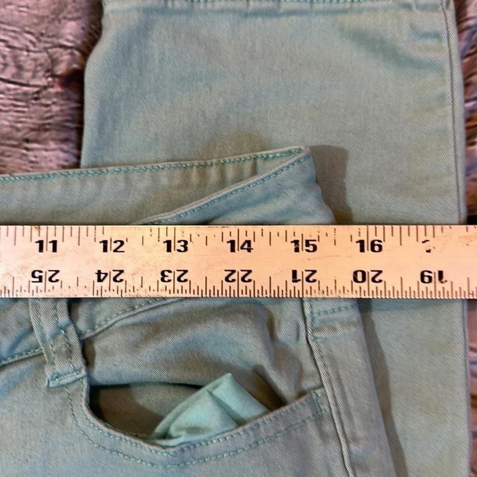 Designer Light Blue/Mint Stretch Jeans - Size 11 by American Style Size 30" / US 8 / IT 44 - 3 Thumbnail