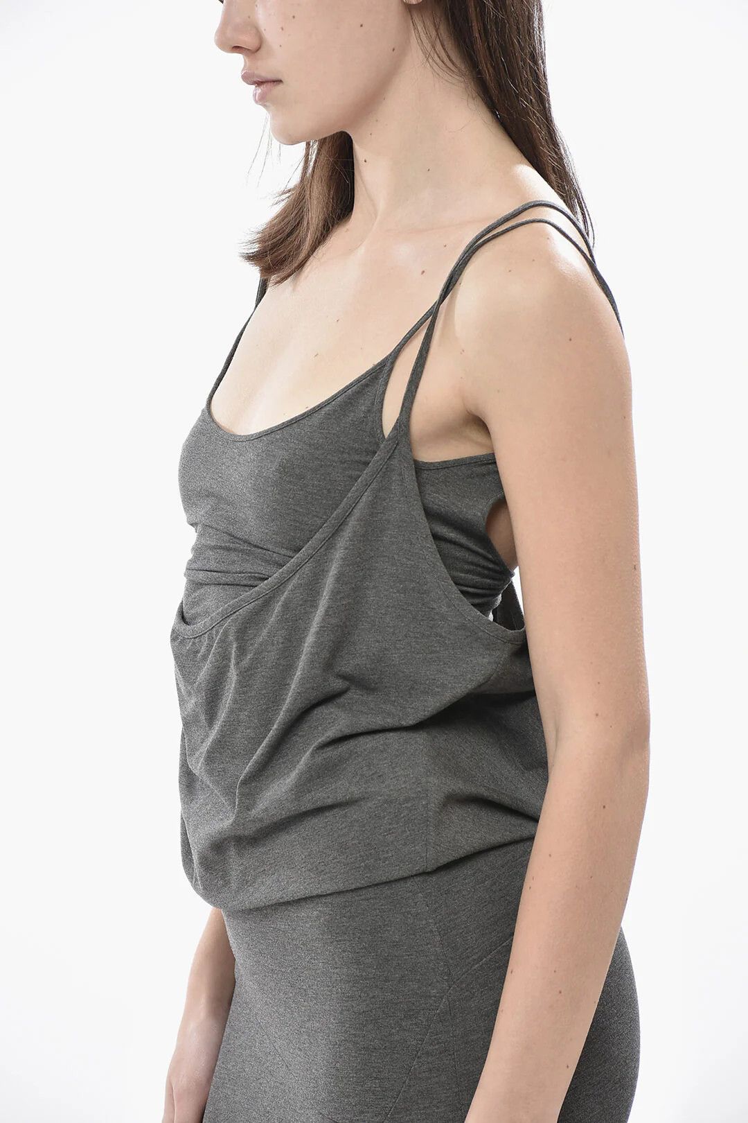 The Attico og1mm0426 Double-Layer Jersey Slip Dress in Grey Size XS / US 0-2 / IT 36-38 - 3 Thumbnail