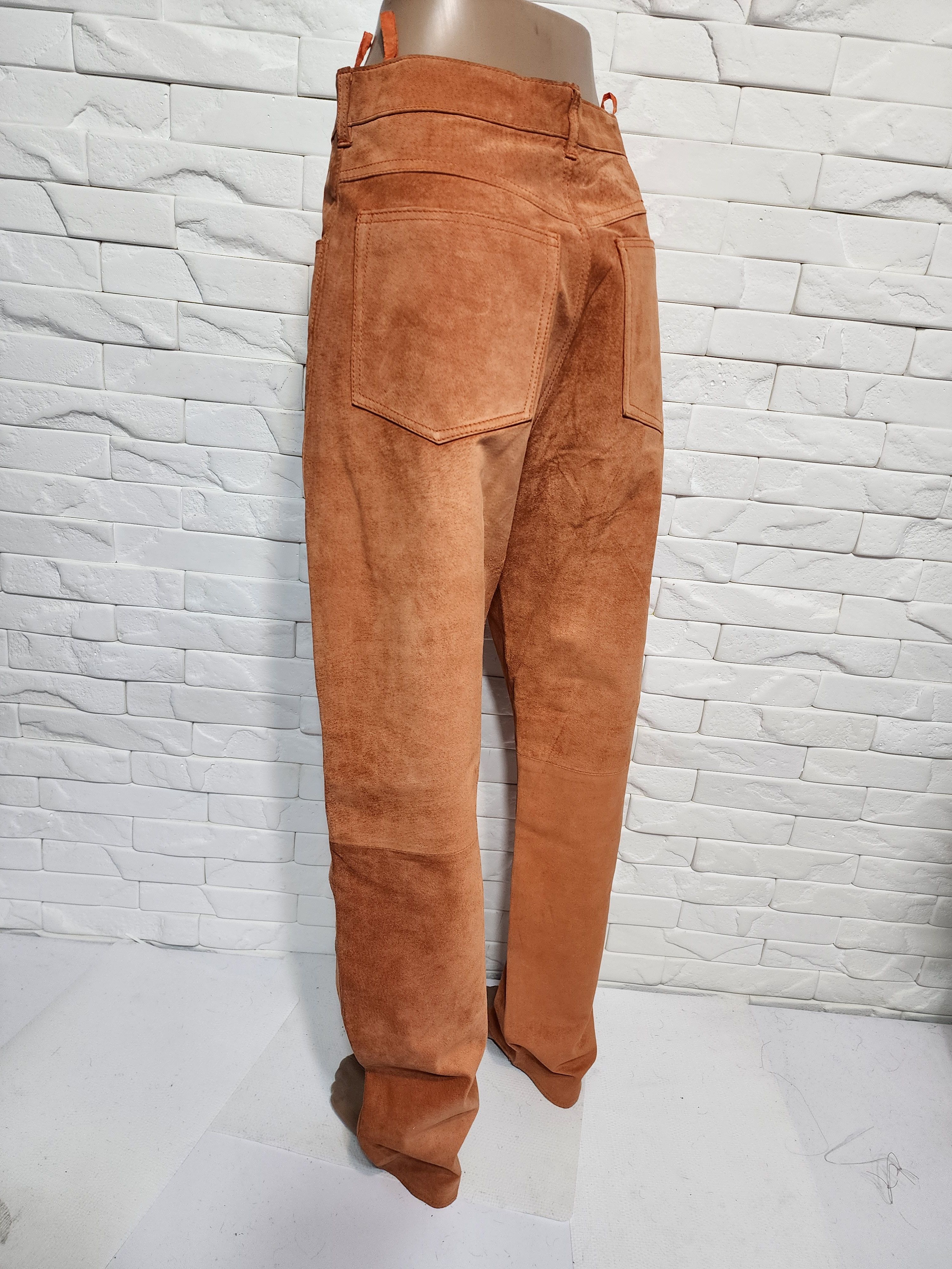 Other Orange Leather Pants: Women's Suede Trousers Size 28" / US 6 / IT 42 - 6 Thumbnail