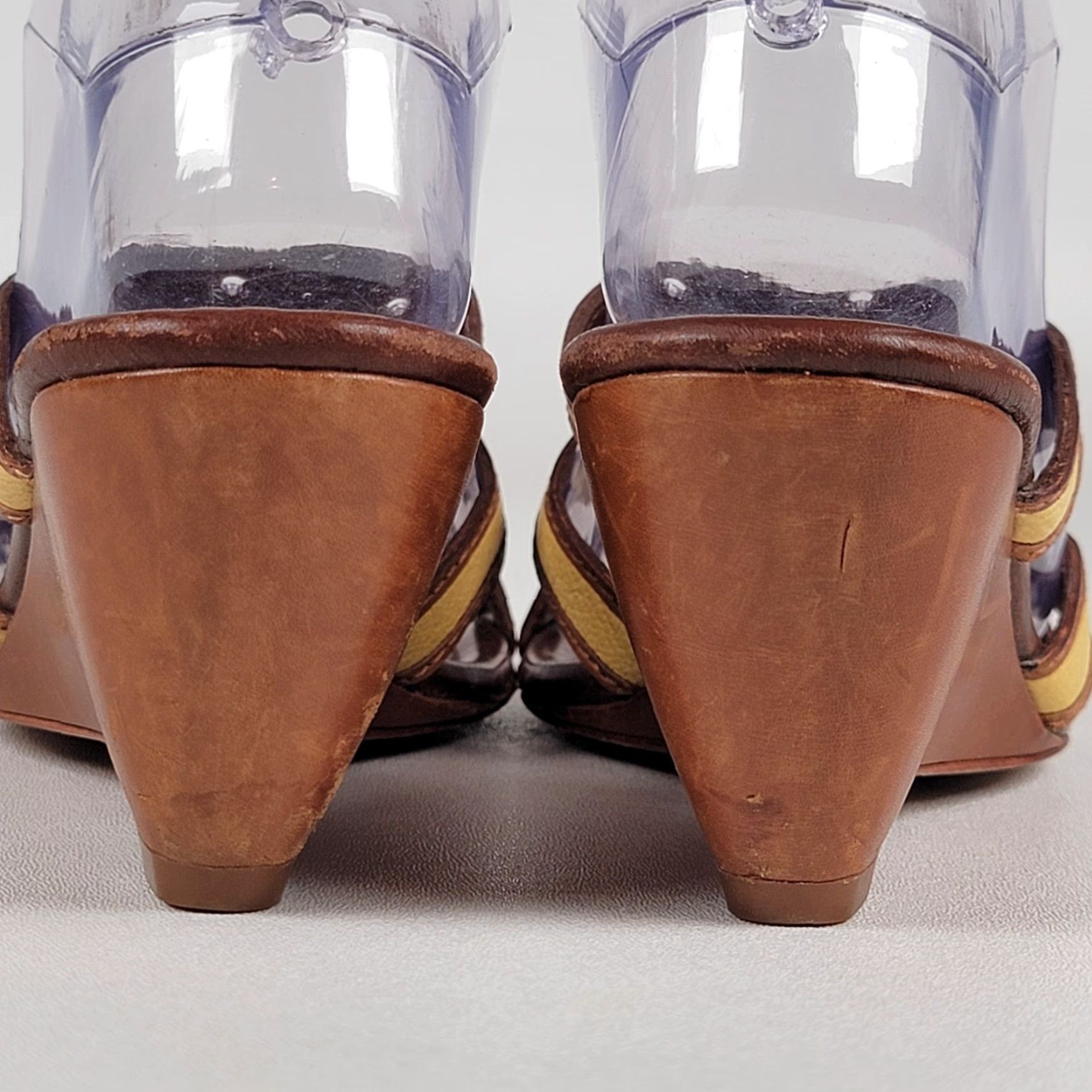 Cole Haan Cole Haan Wedge Heel Slides Sandal Women Size 6 Tan Yellow Two Tone Leather Cushioned Slip On Breathable Size US 6 / IT 36 - 6 Thumbnail