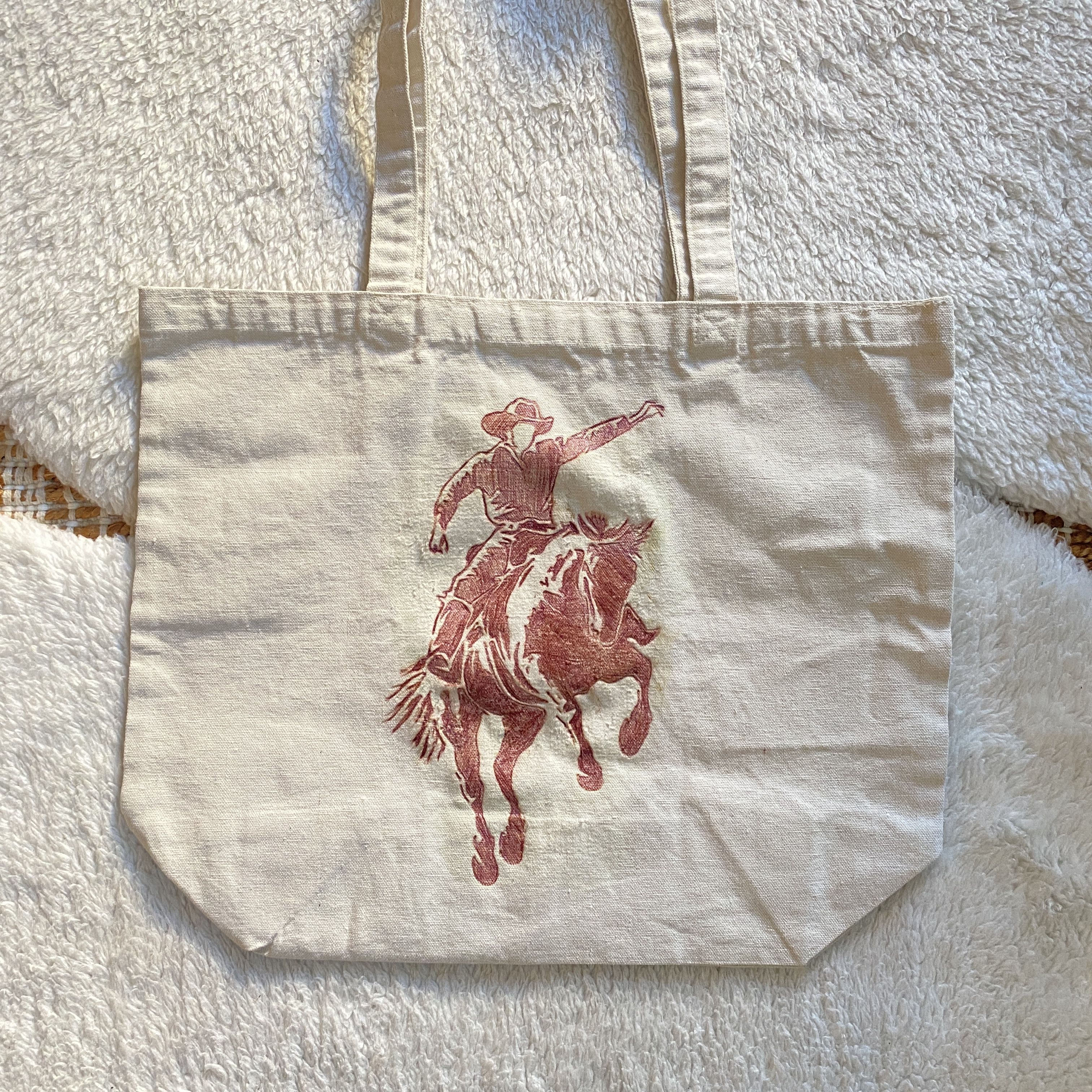 Other Hand-Burned Cowboy Canvas Tote Bag – One-of-a-Kind Design Size ONE SIZE - 6 Thumbnail