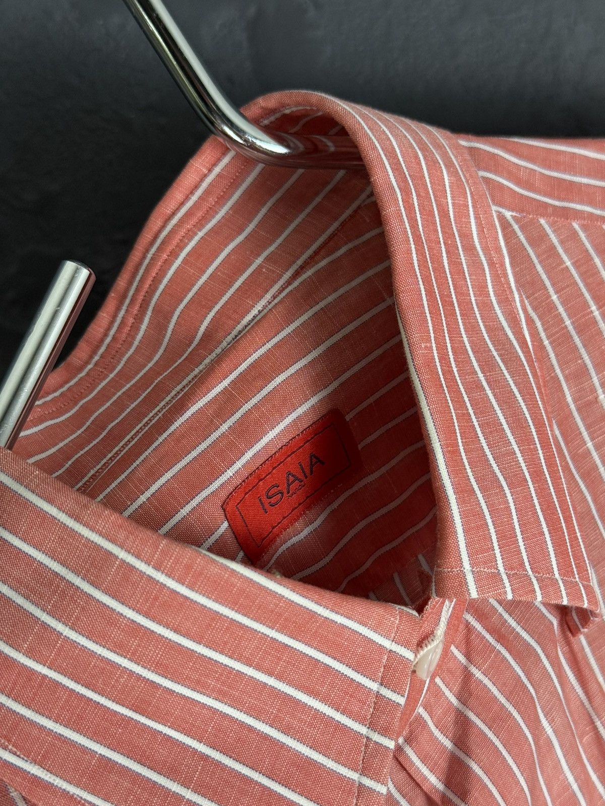 Isaia Mens Isaia Multi Striped Coton / Linen Shirt Multi Size US M / EU 48-50 / 2 - 10 Thumbnail