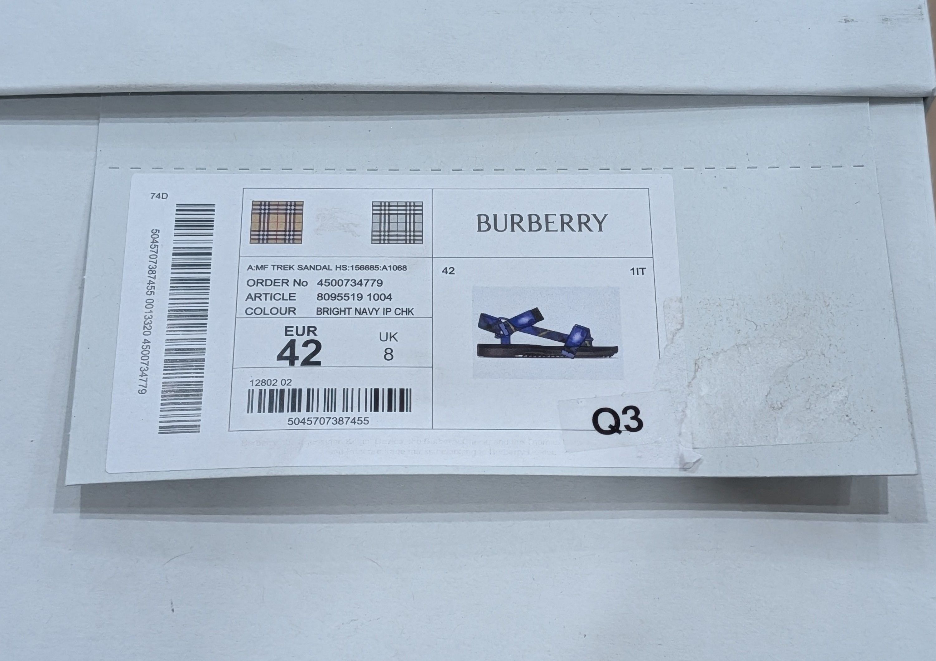 Burberry BURBERRY "Trek" Check Strap Sandals Blue/Black 42 US 9 Size US 9 / EU 42 - 10 Thumbnail