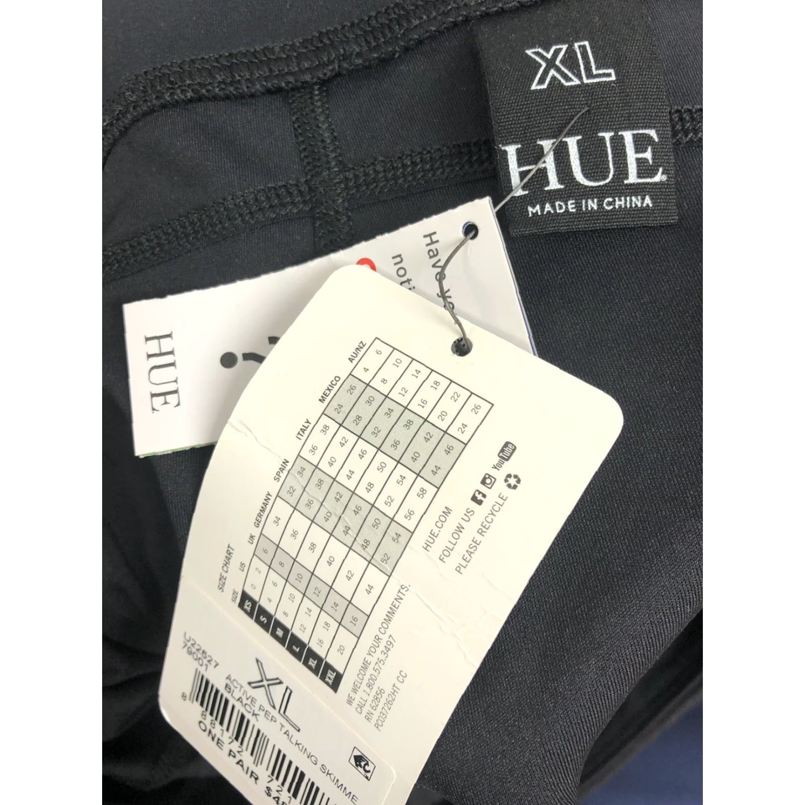 Vintage Hue Leggings Womens XL Black NWT Smooth 75% Nylon 25% Spandex Made In China Solid Size 40" / US 18 - 2 Thumbnail