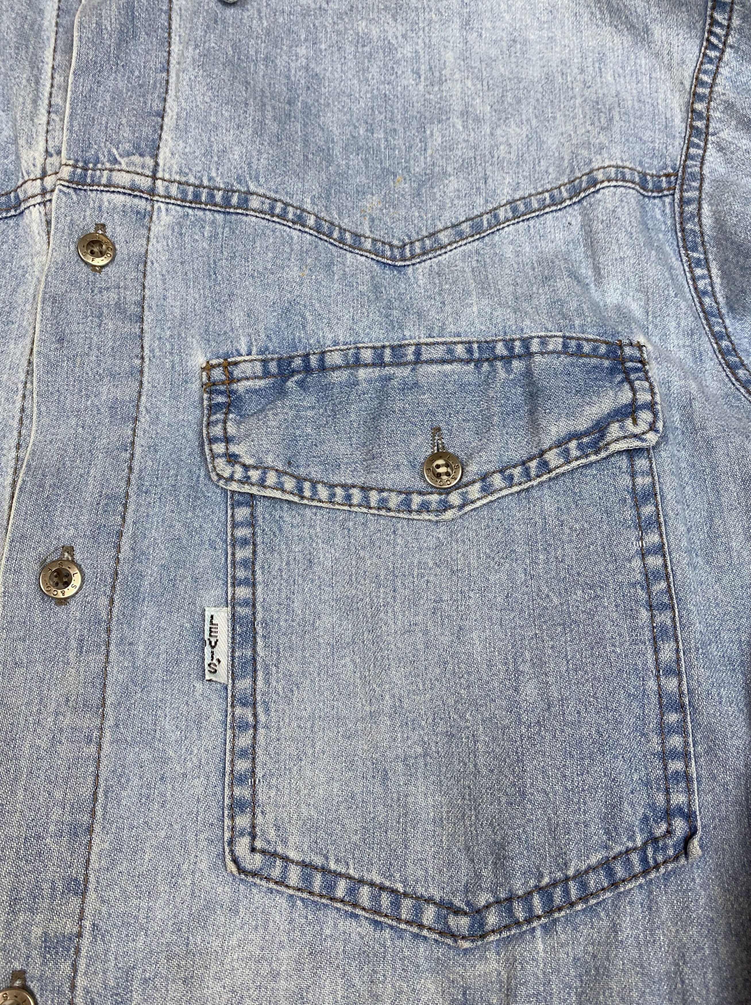 Jean 80s Vintage LEVI'S Big E White Tab Light Blue Denim Shirt Size US L / EU 52-54 / 3 - 4 Thumbnail