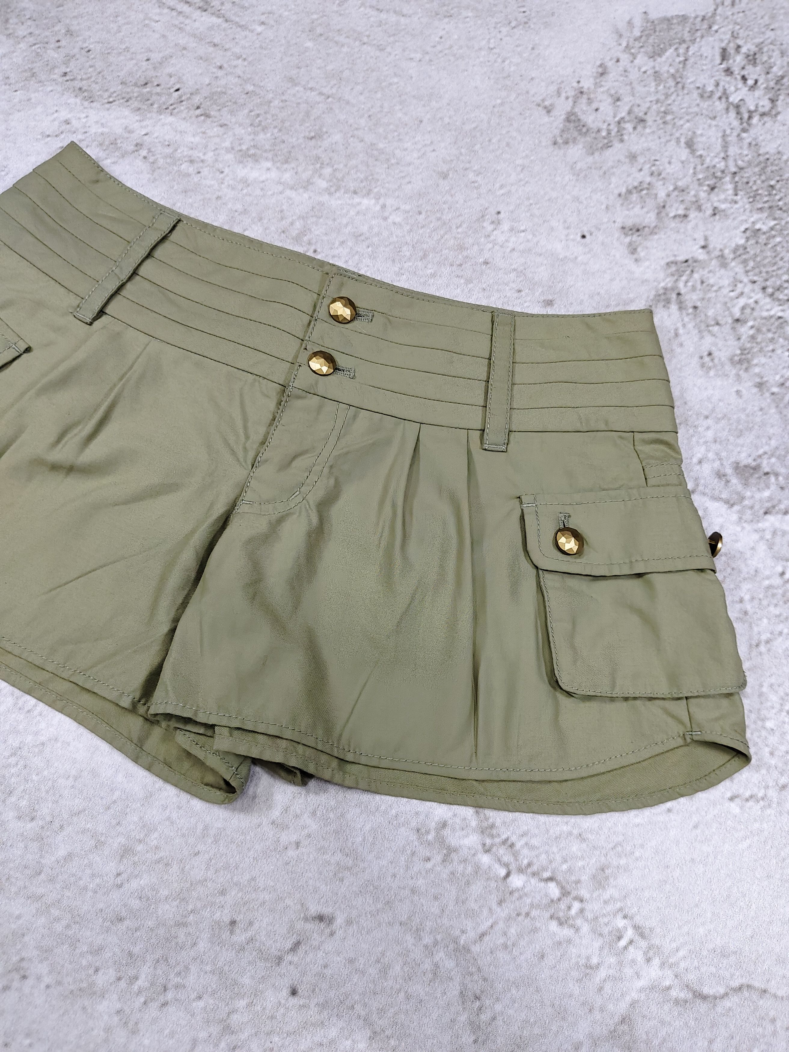 Japanese Brand Spiral Girl🇯🇵 Gal Y2K Casual Military Cargo Mini Shorts Size 29" - 2 Thumbnail