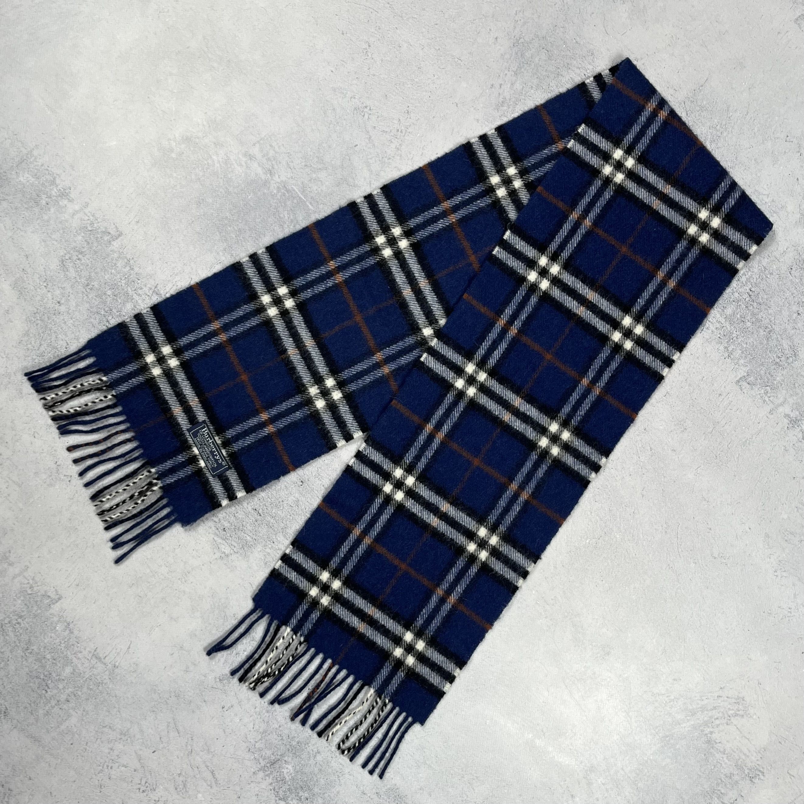Burberry Vintage Burberrys Nova Check Blue Wool Scarf 90’s Size ONE SIZE - 3 Thumbnail