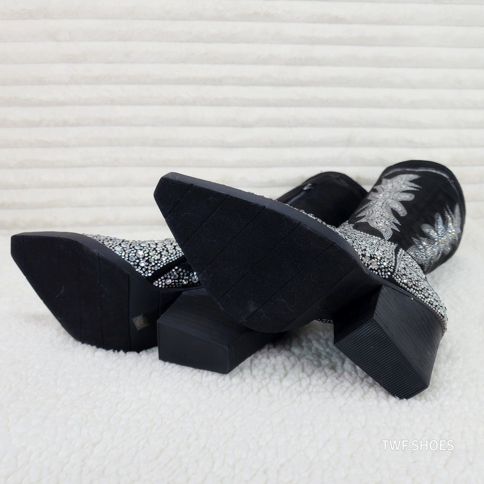 Other Murrey Black FX Suede With Rhinestones Glamour Western Cowgi Size US 9 / IT 39 - 9 Thumbnail