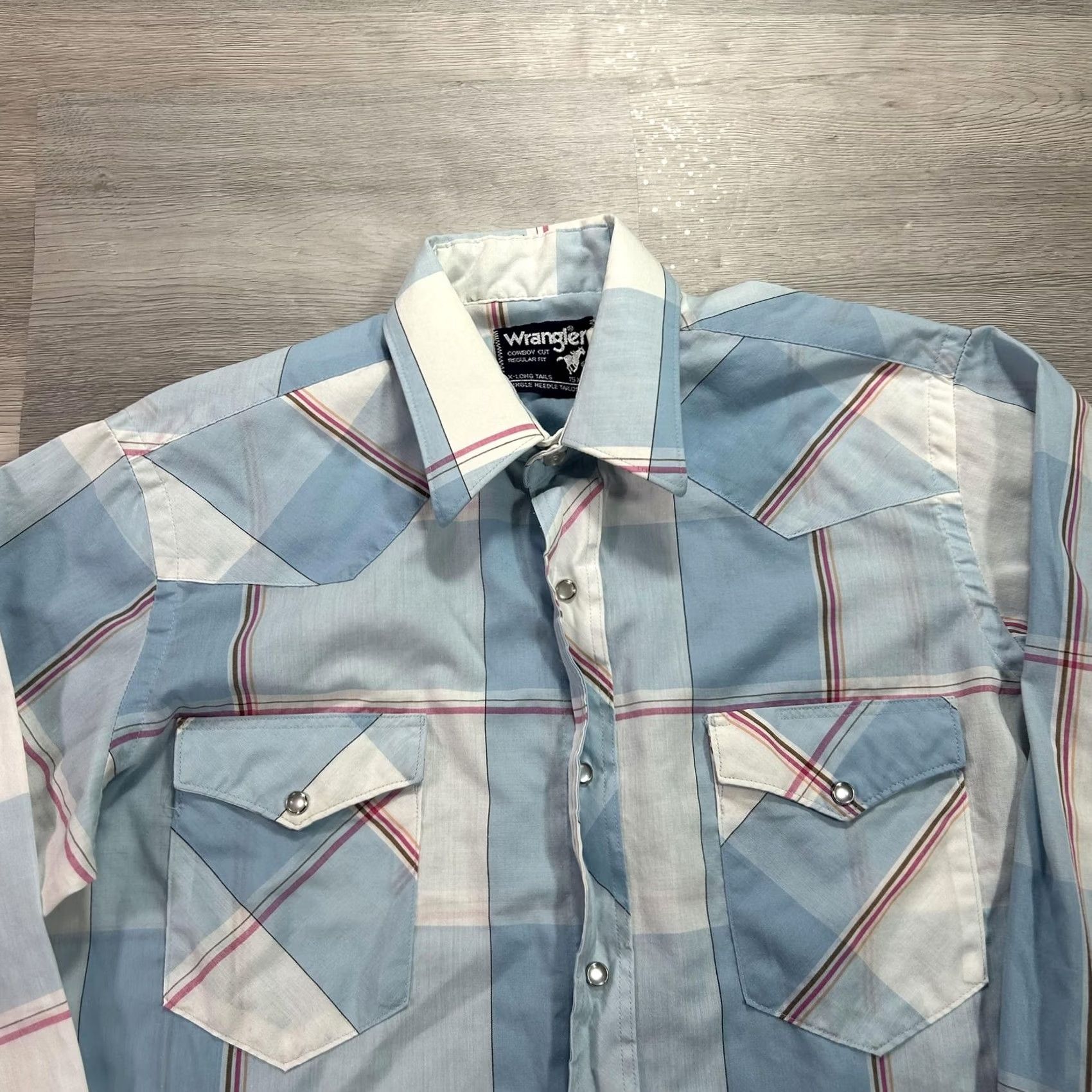 Wrangler VINTAGE Wrangler Shirt Mens Medium Blue Plaid Western Cowboy Snap USA Size US M / EU 48-50 / 2 - 3 Thumbnail