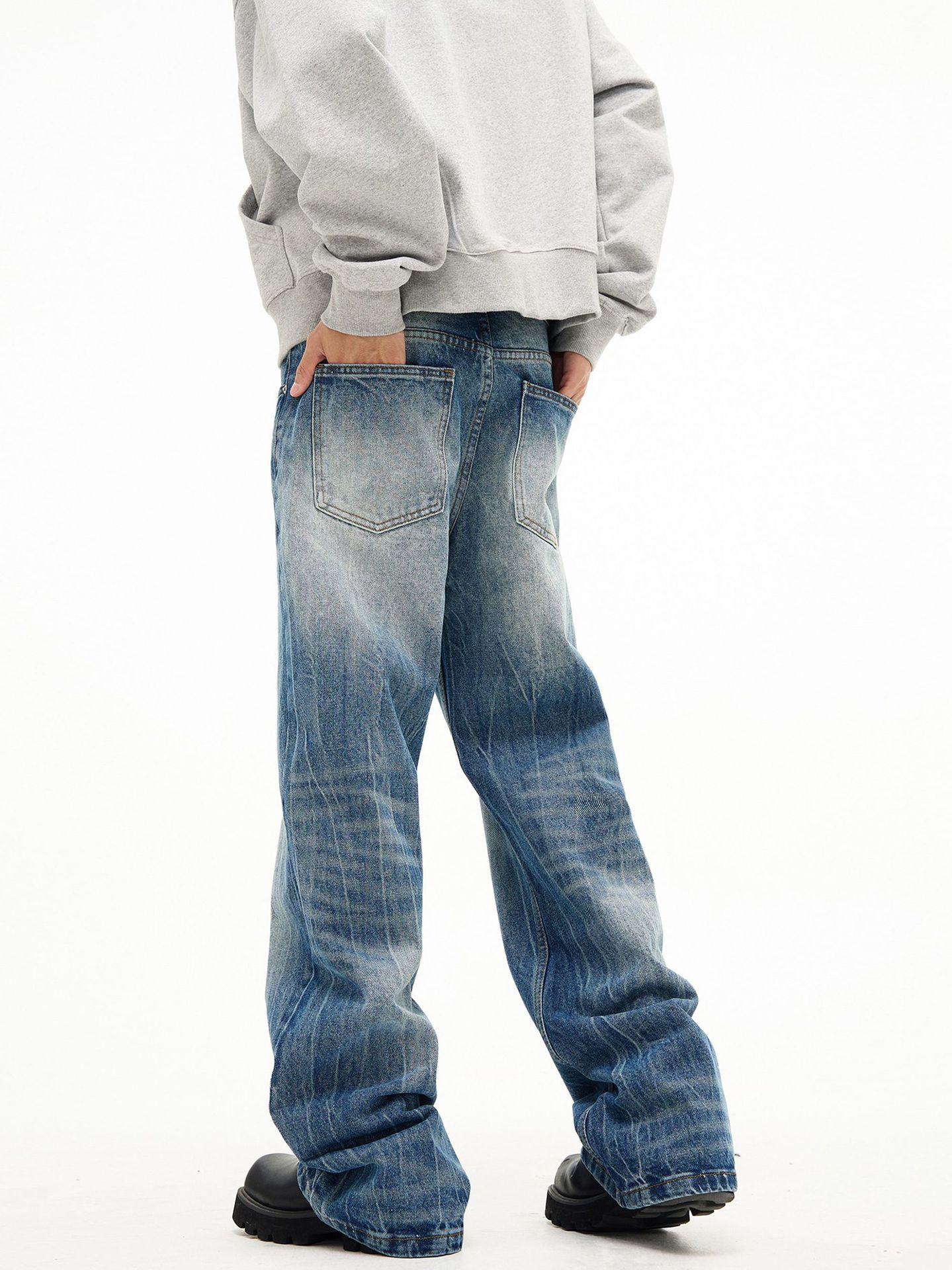 Japanese Brand × Jean Lightning wash vintage cleanfit straight bootcut jeans Size US 32 / EU 48 - 5 Thumbnail