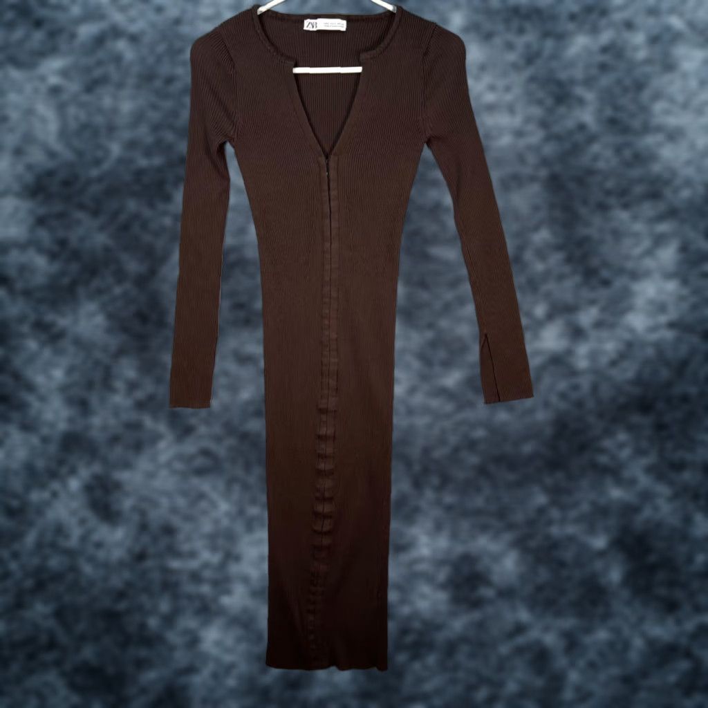 zara brown crochet dress La Femme Long-Sleeve Black Homecoming Dress main image 1
