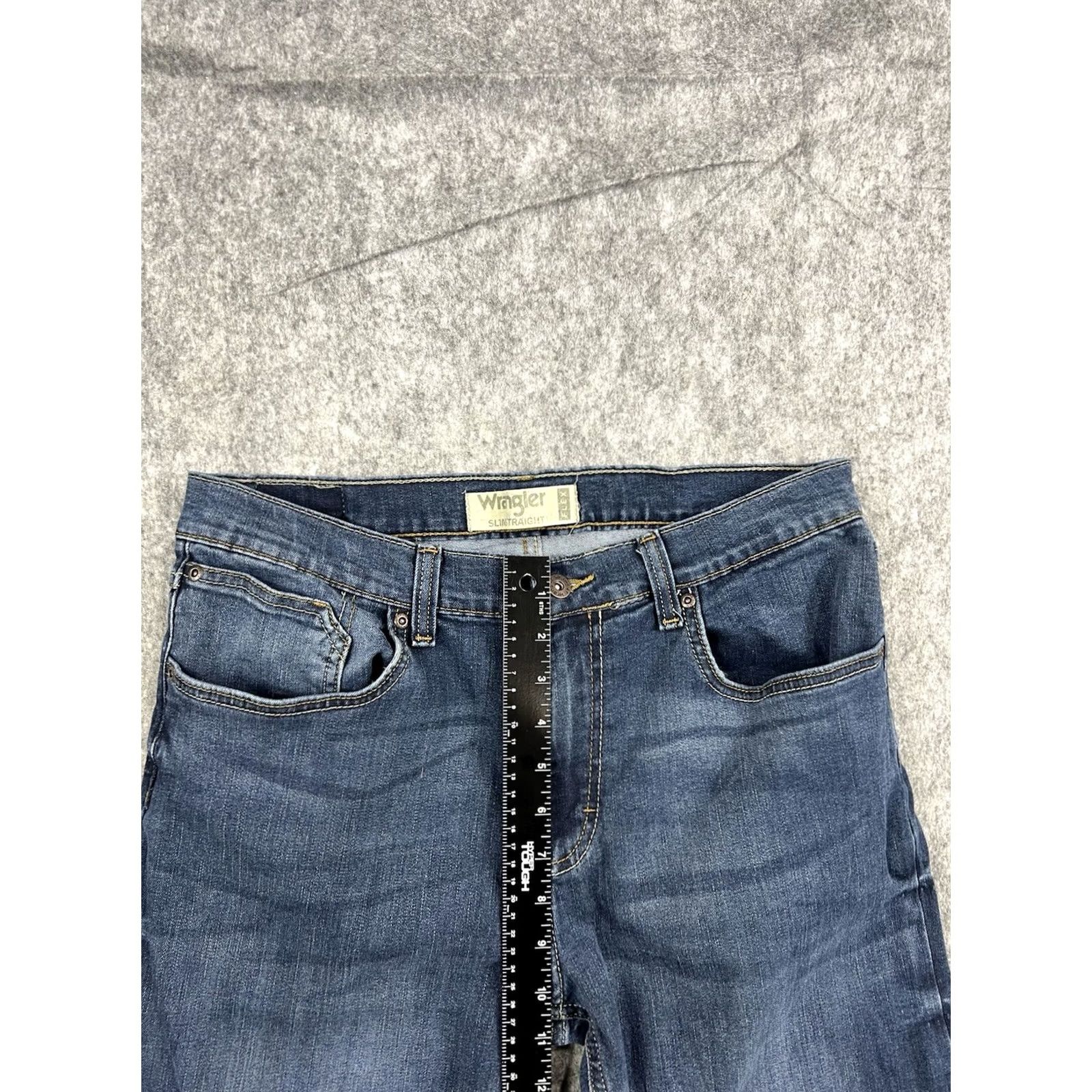 Wrangler Wrangler Jeans Men's Slim Straight Fit Denim Blue 32x32 5-Pocket Zipper Button Logo Size US 32 / EU 48 - 7 Thumbnail