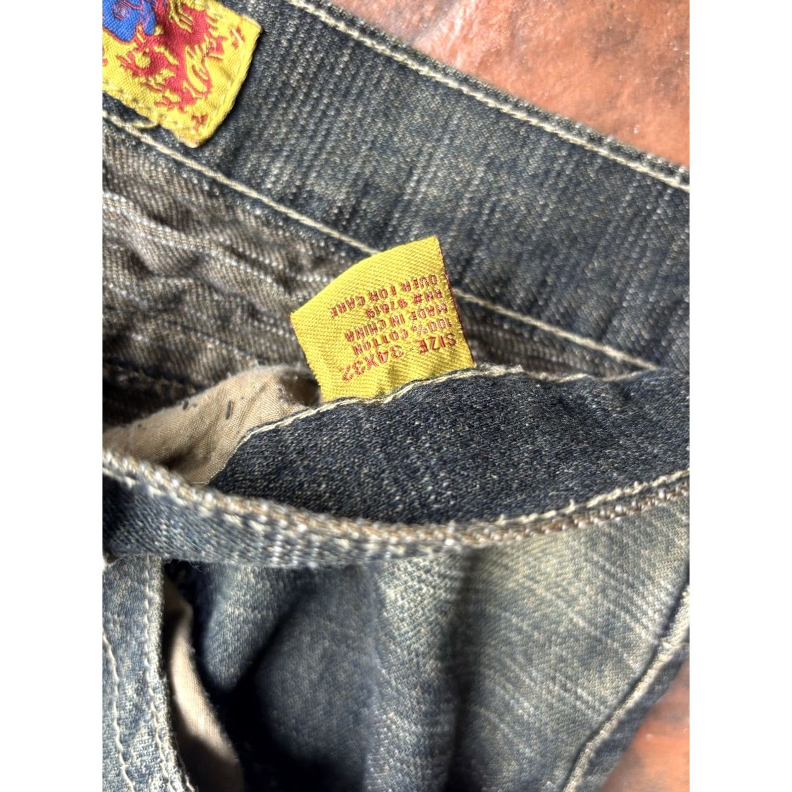 Vintage VINTAGE Fusai Baggy Jeans Men’s 34x32 Distressed Grunge Skater Wide-Leg 34 32 Black Cotton Embroidered Medium Mens Size US 34 / EU 50 - 3 Thumbnail