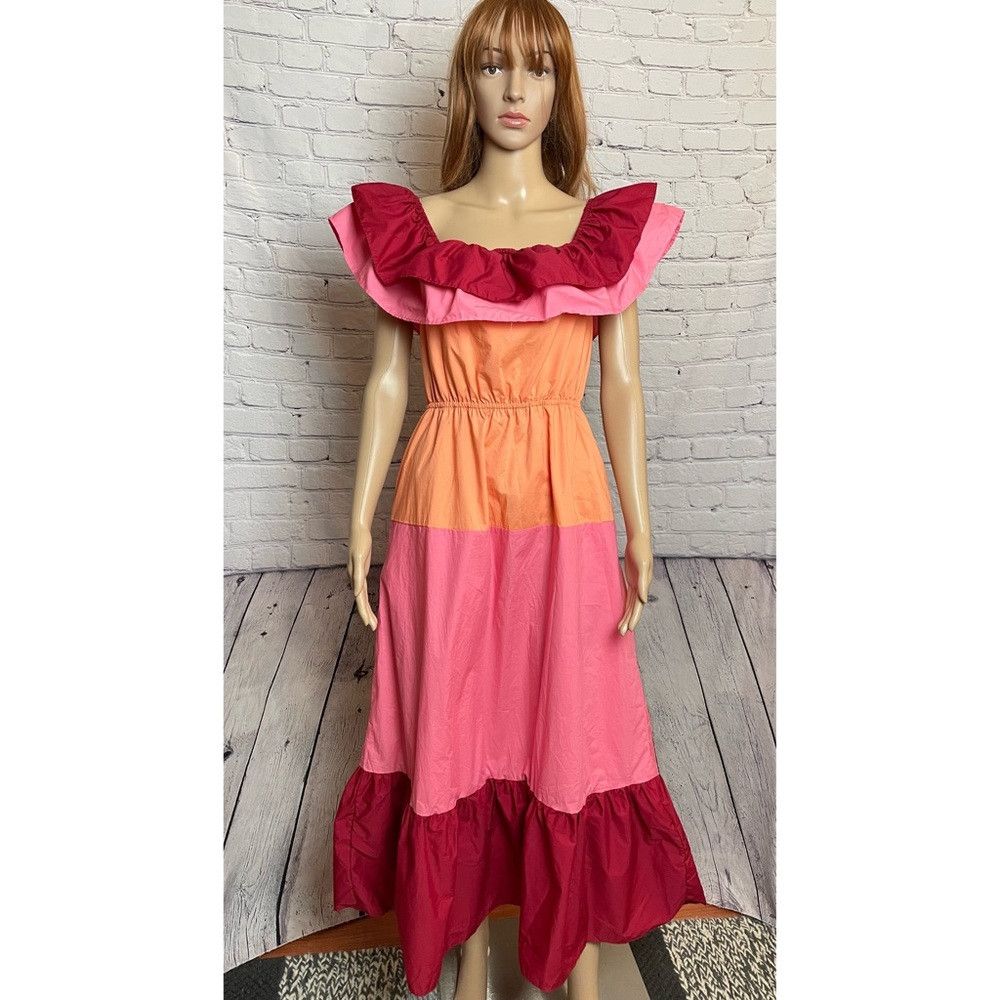 English Factory NWT New English Factory Colorblock Tiered Off The Shoulder Size S / US 4 / IT 40 - 9 Thumbnail