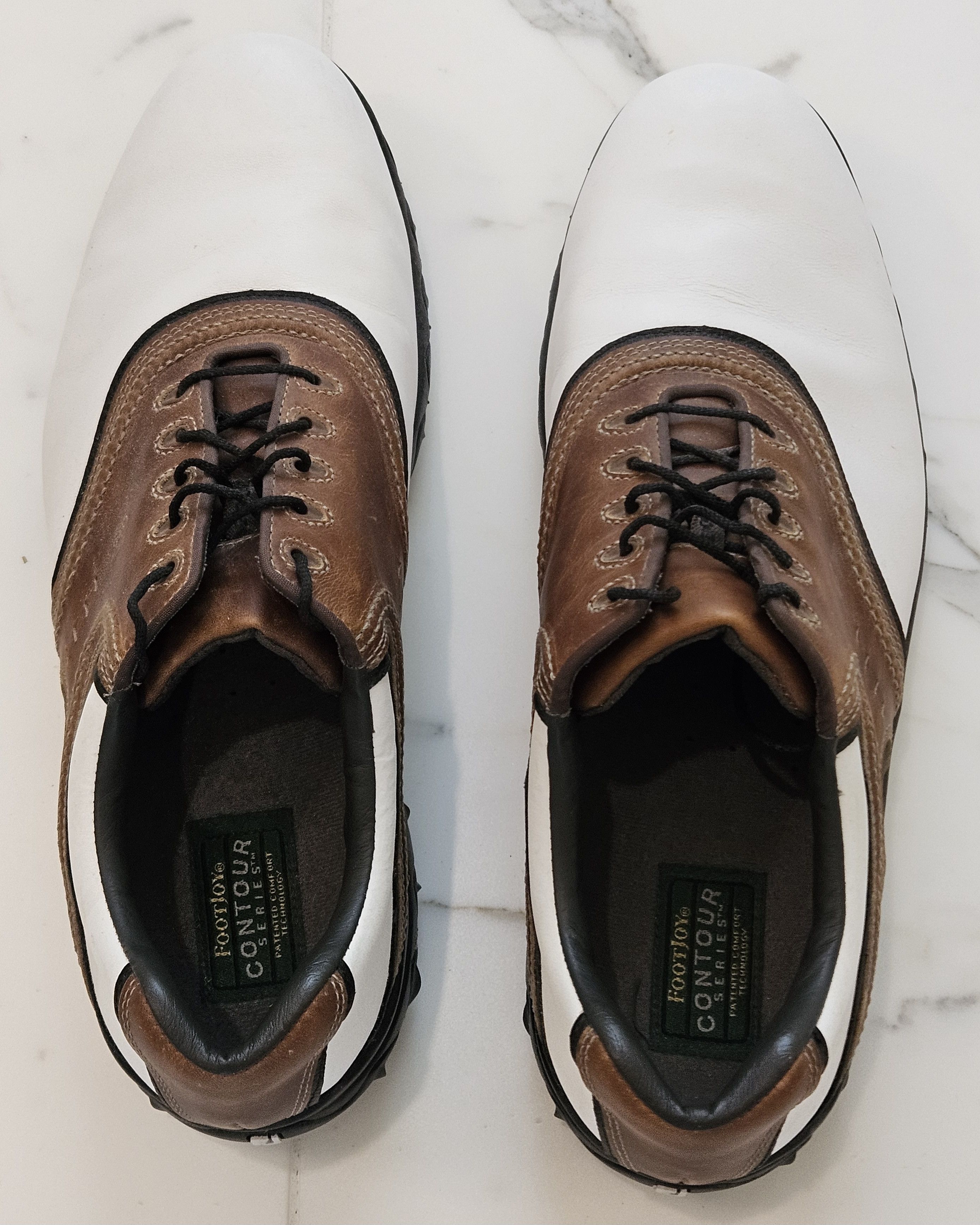 Footjoy FootJoy Contour Saddle Golf Shoes Brown White Leather Size US 14 / EU 47 - 2 Thumbnail