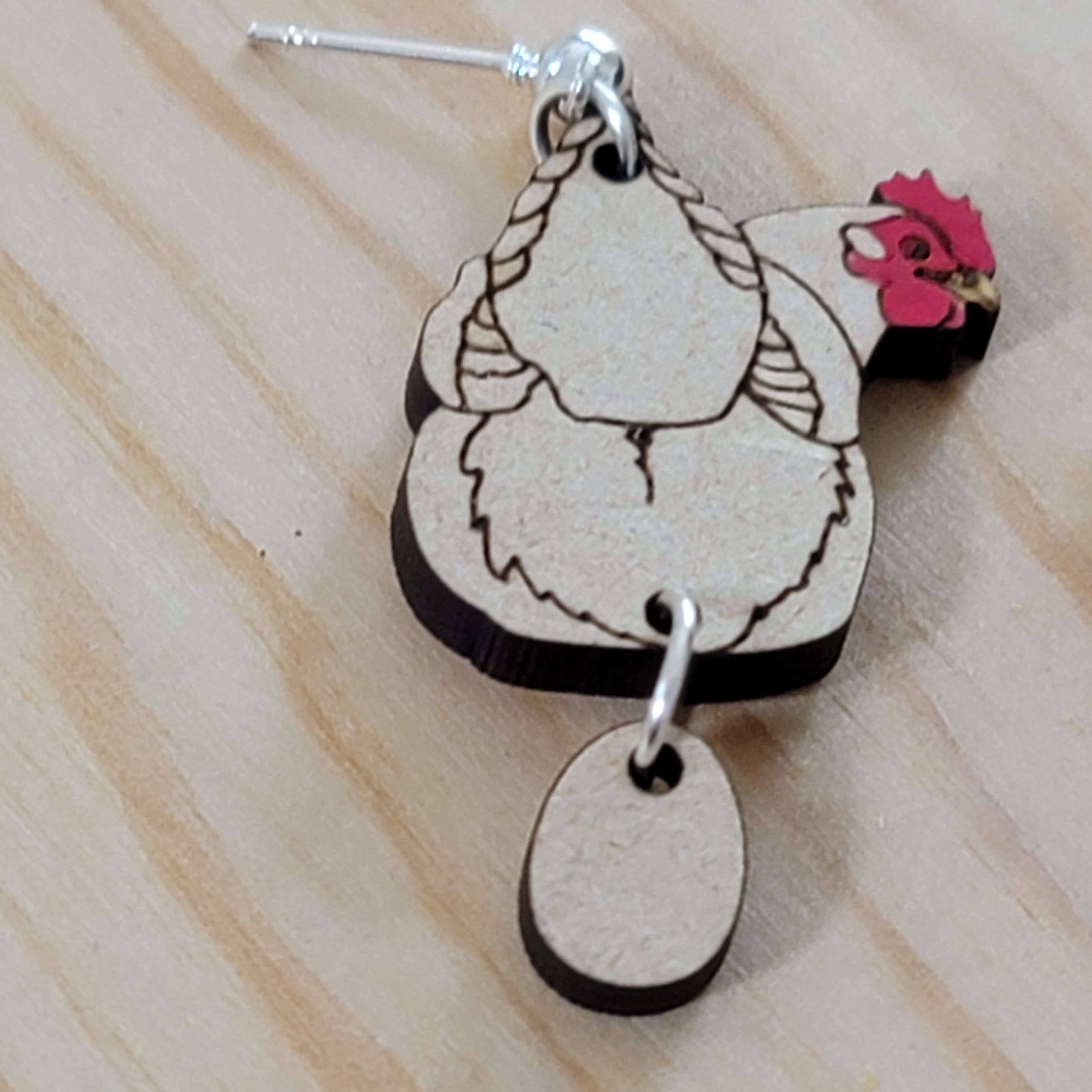 Handmade Chicken Hen Egg Dangle Earrings Size ONE SIZE - 3 Thumbnail